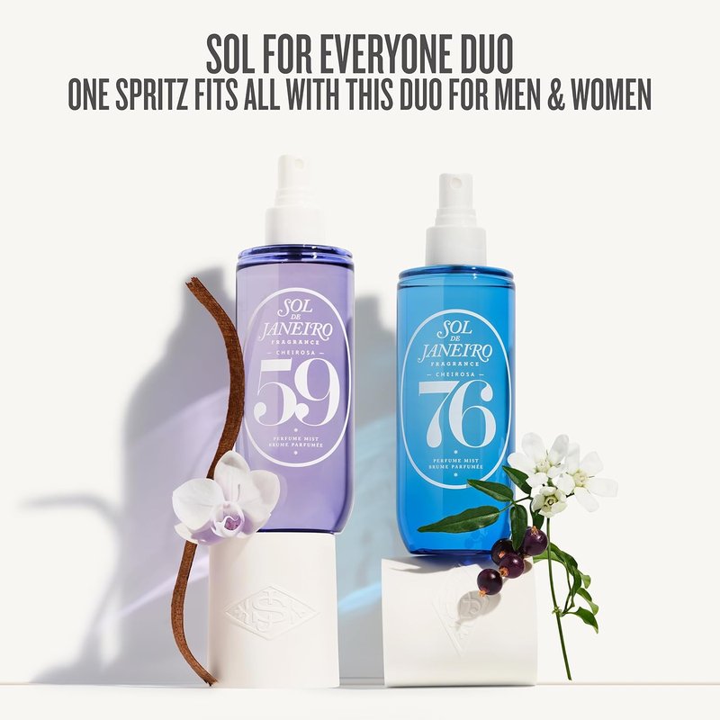 Sol de Janeiro Perfume Mist Duo - Unisex Woody Fragrances | Cheirosa 59 & 76 | 3 Fl Oz Each (Set of 2)