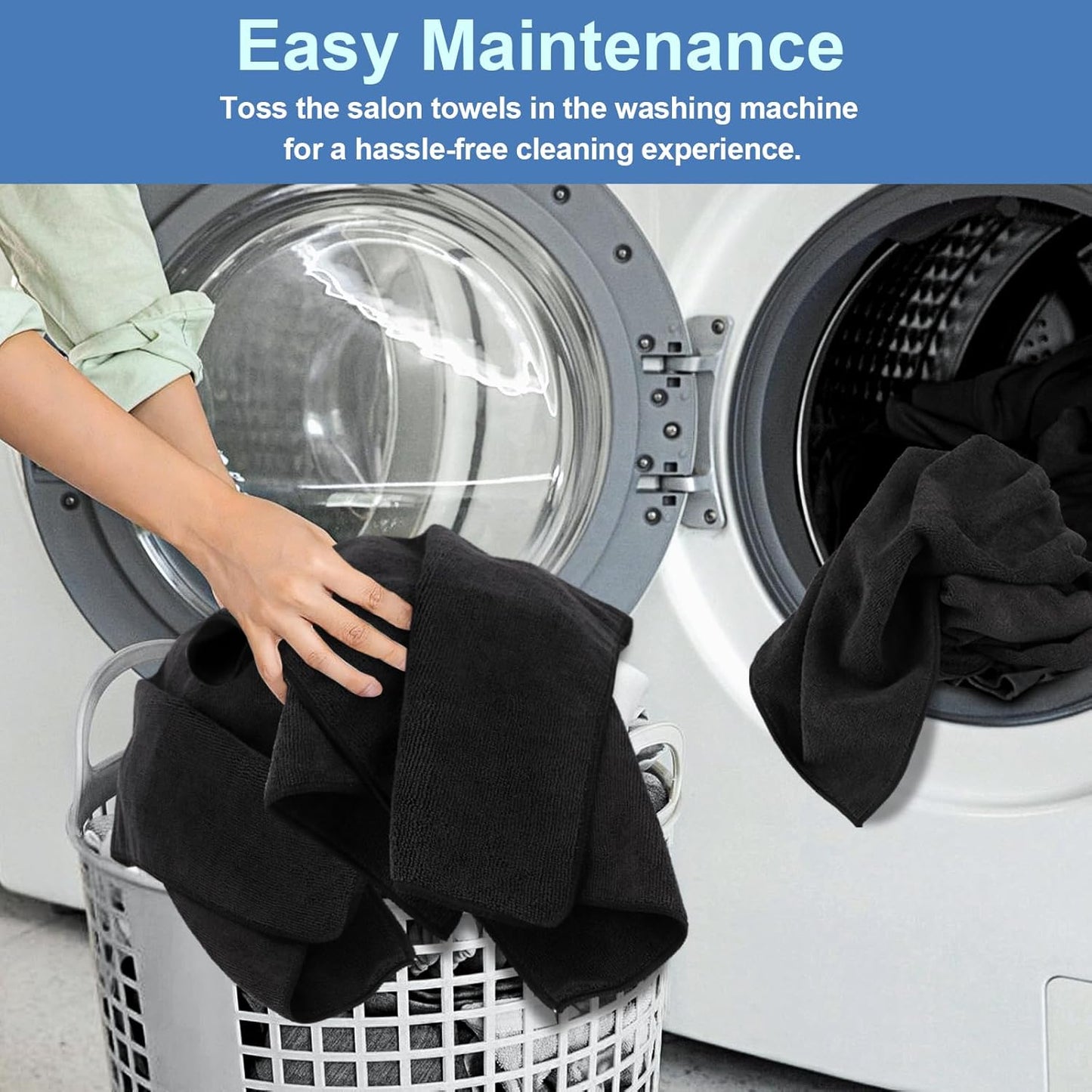 Premium Salon Towels - 24 Pack Highly Absorbent Quick-Drying Hand Towels | 16x27 Inch Black for Bathroom, Gym, Spa