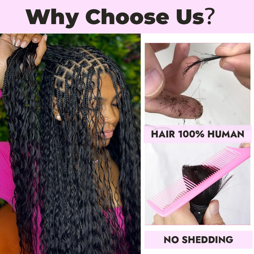 Human Braiding Hair - 100% Virgin Water Wave for Boho Braids | 14 Inch, 50G
