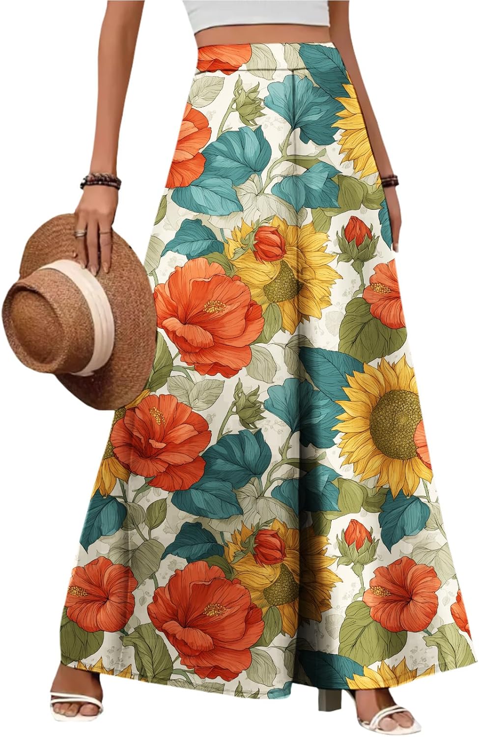 ZOCAVIA Women's Boho Wide Leg Pants - Lightweight High Waisted Palazzo Trousers with Pockets | Summer Casual Style