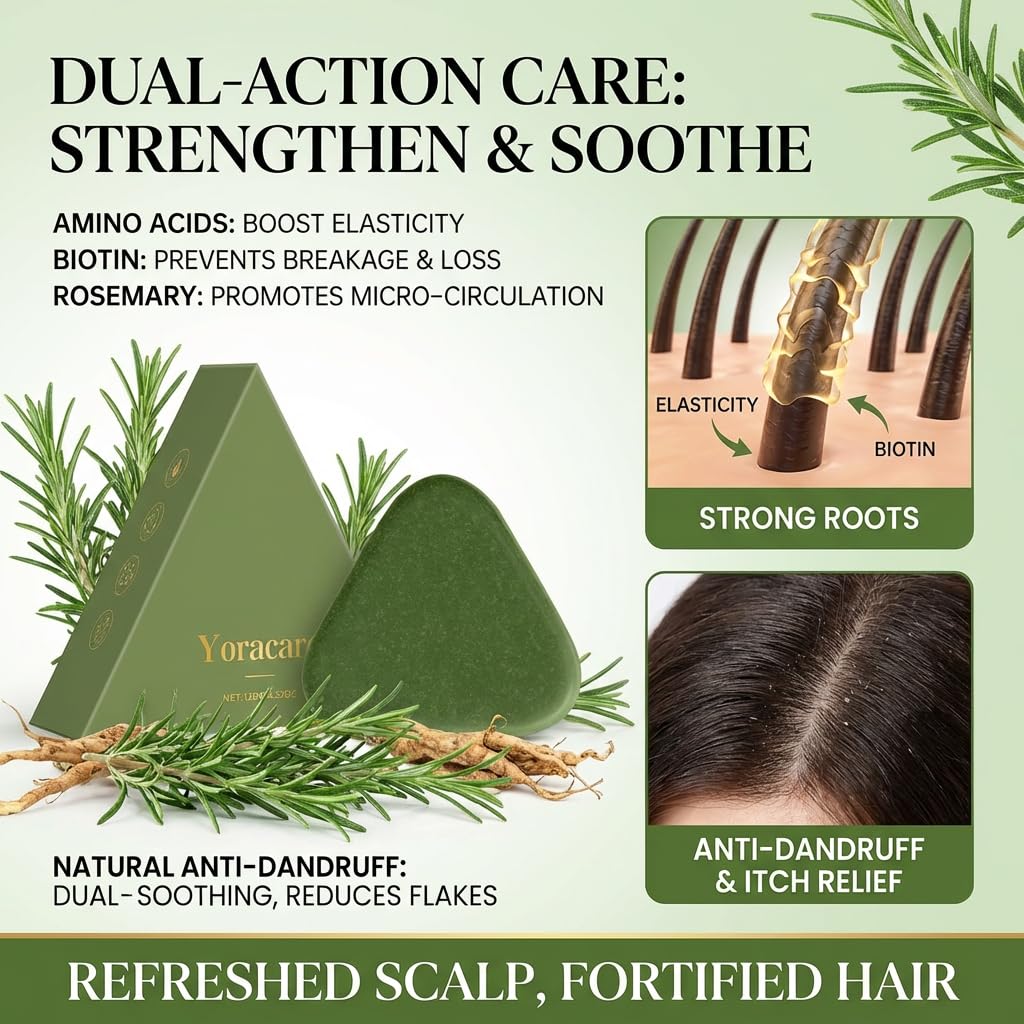 Korean Scalp Revival Shampoo Bar - Rosemary Strengthening & Nourishing for Damaged Hair | Moisturizing Herbal Care