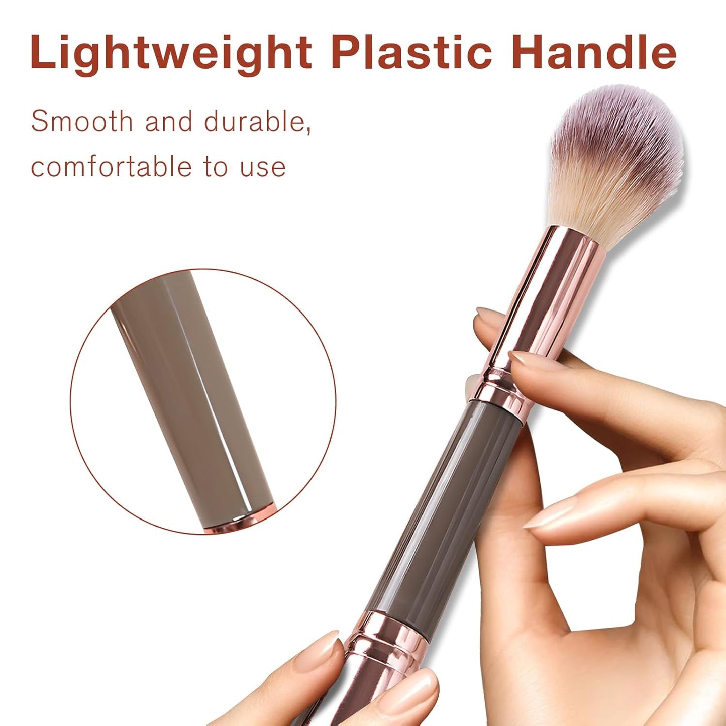 Double-Ended Foundation Makeup Brush - Angled & Round Top for Liquid, Powder & Cream Blending | Champagne Gold