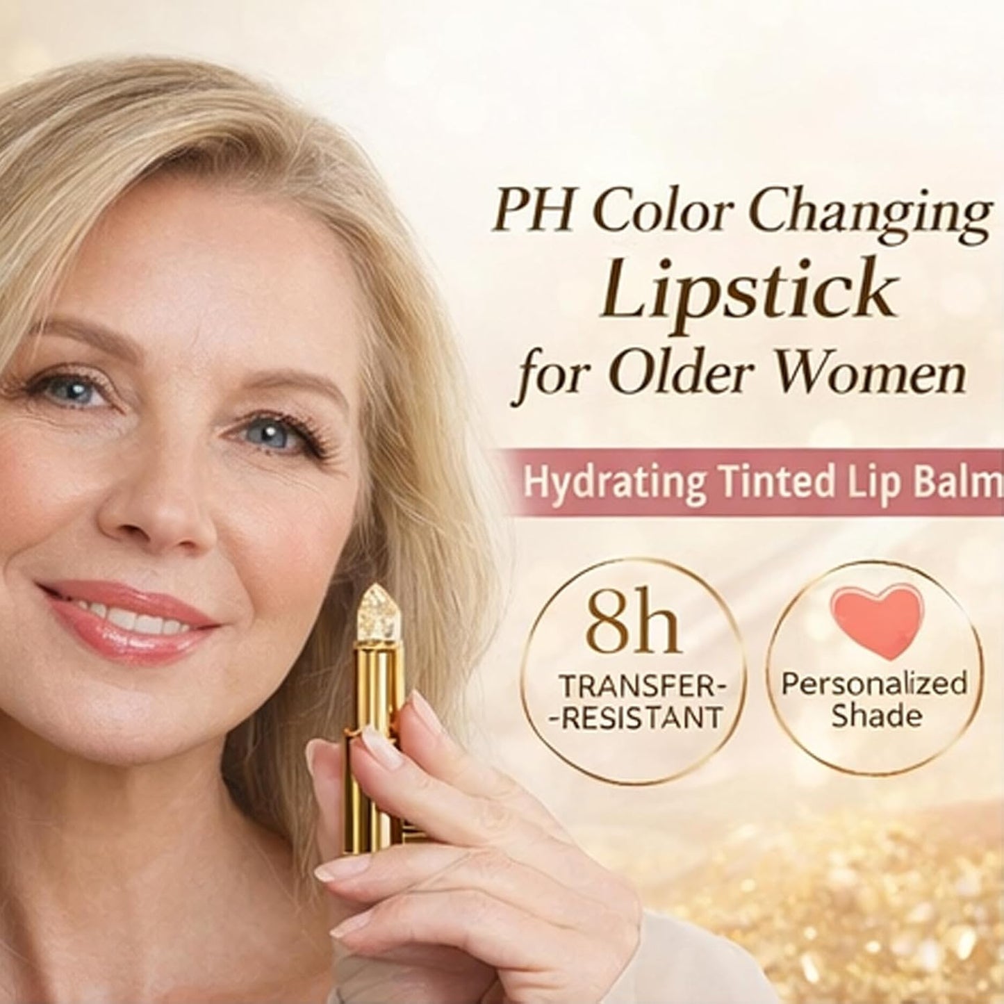 Color Changing Lipstick for Mature Women - Hydrating Tinted Balm, Long-Lasting 8h Transfer-Resistant | Personalized Shades (2PCS)