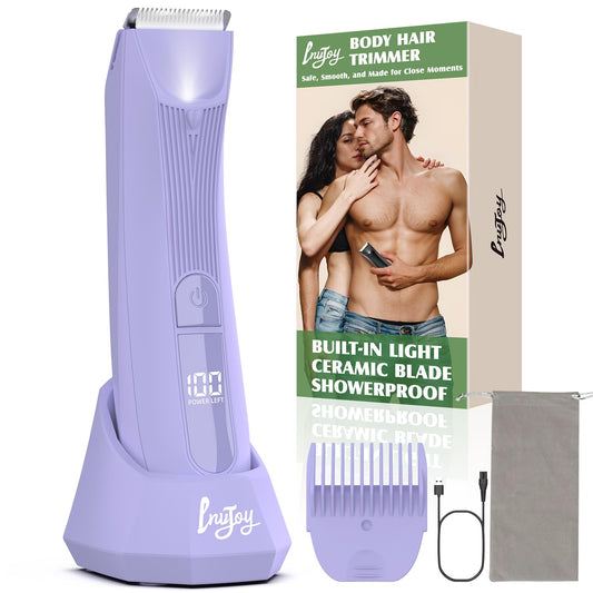 INVJOY Bikini Trimmer for Women: Painless Electric Full-Body Shaver for Pubic & Legs Hair Removal with Hypoallergenic Ceramic Blade & Light – Waterproof