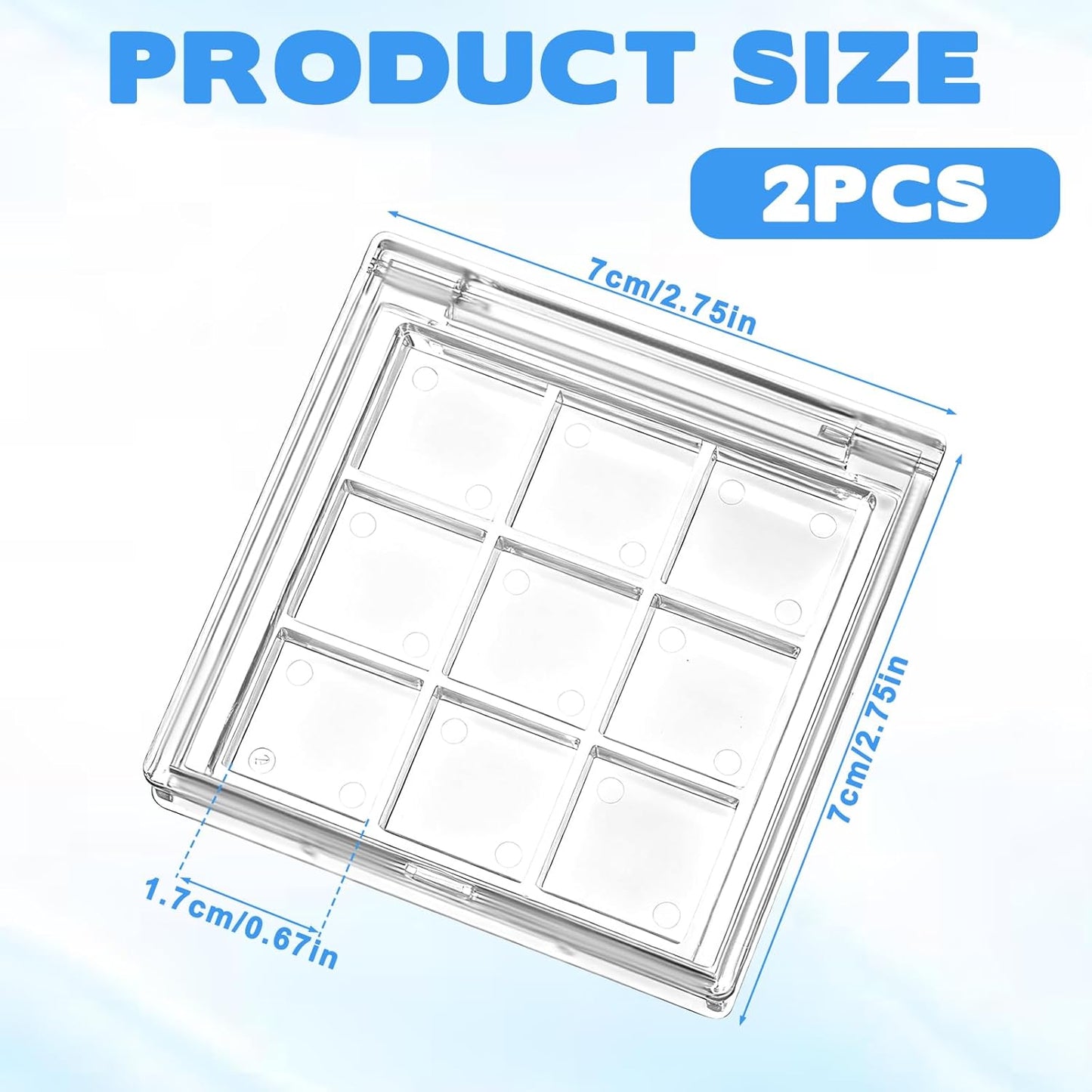 Empty Makeup Palette - 2-Pack Clear Lipstick & Blush Case | Portable 9-Grid Eyeshadow Storage Boxes