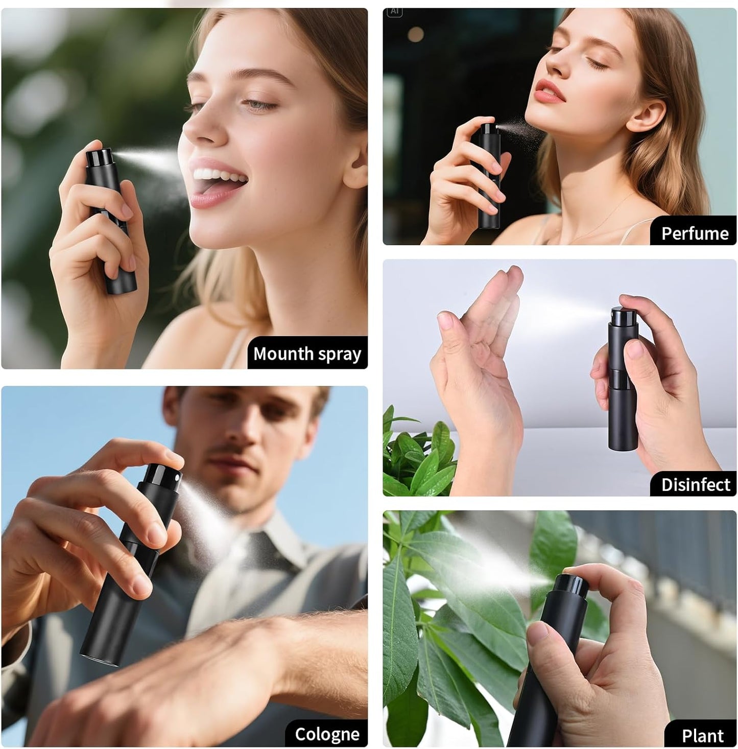 Refillable Perfume Travel Atomizer - 8ML Leakproof Spray Bottle Set (3PCS) | Portable Black Design