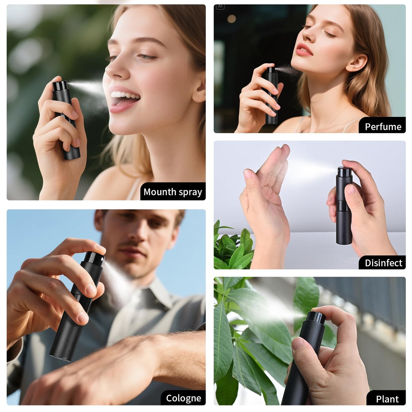 Likealot Perfume Travel Refillable Atomizer 8ML (3PCS) - Empty Cologne Spray Bottle, Portable & Leakproof Sprayer for Travel (Black)