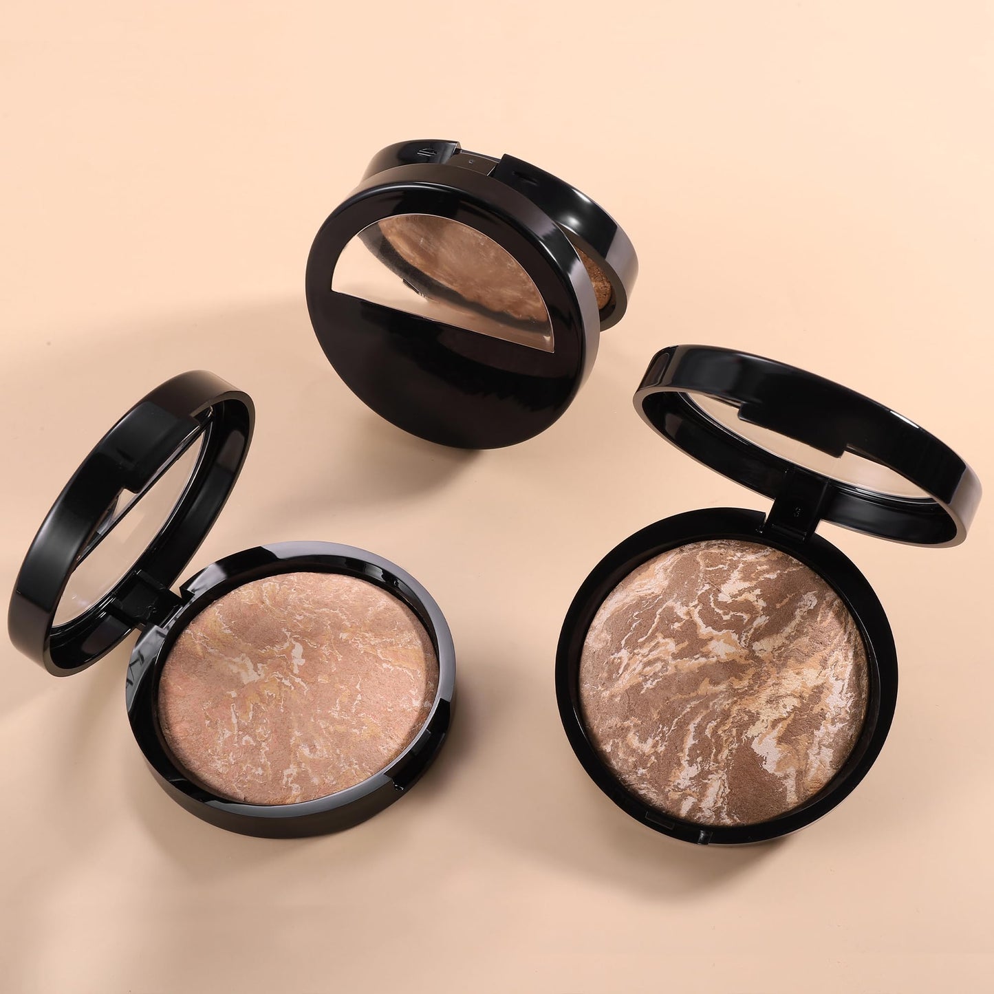 AKARY Baked Powder Foundation, Oil Control Correcting Foundation, Buildable Light to Medium Coverage - Demi-Matte Natural Finish Smooth Lightweight Setting Powder Palette