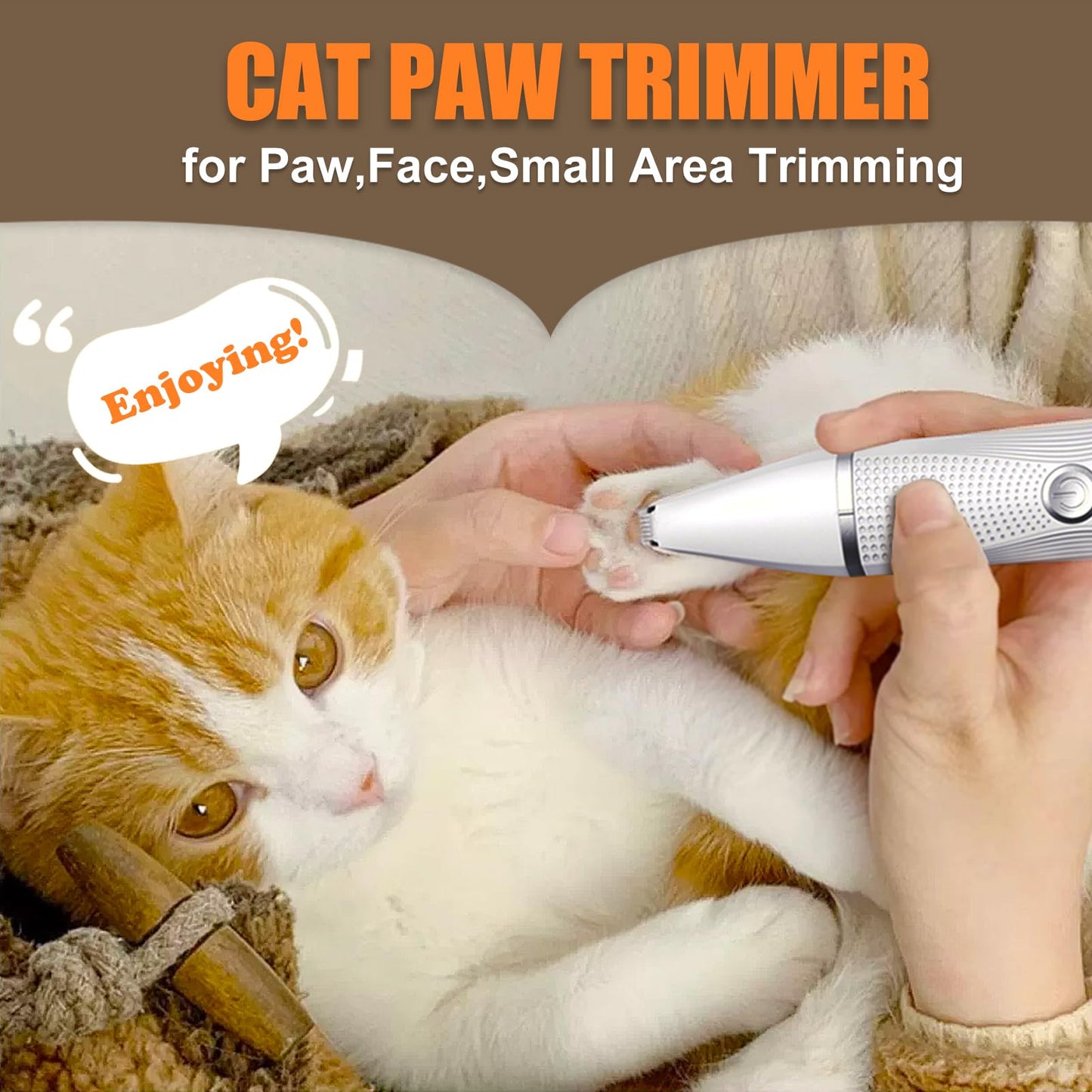 Bautrium Cat Grooming Clippers Kit with Paw Trimmer, 3 in 1 Electric Pet Hair Trimmer Supplies for Thick Matted Hair, Heavy Coat Butt Shaver Cat Razor Fur Trimmer for Dogs at Home (White)