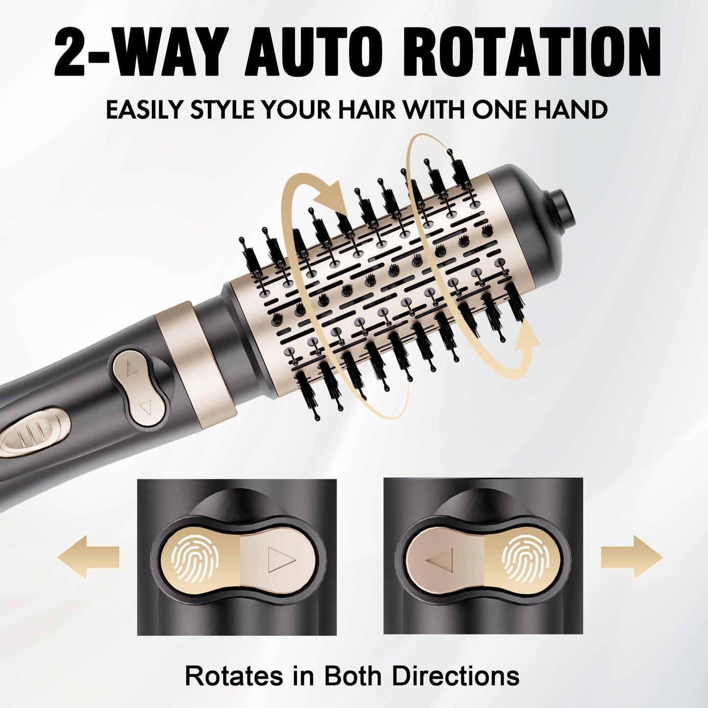 DAILYLIFE Rotating Hair Dryer Brush, Spinning Hair Dryer Brush and Hot Air Brush with 2 Brushes (1.5" & 2"), ALCI Safety Plug and Ionic Technology, Ceramic Barrel
