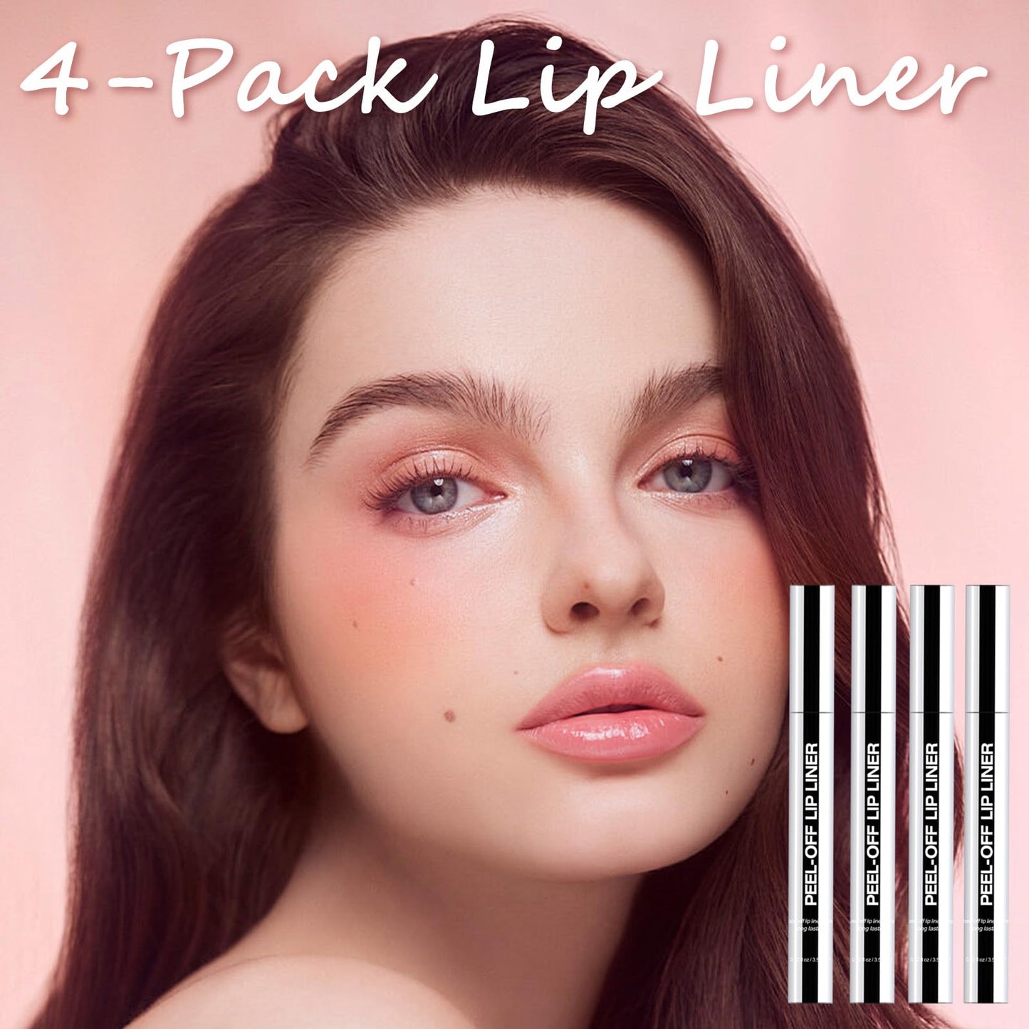 Suaxova 4PCS Peel Off Lip Liner Stain with Tweezer, Long Lasting Waterproof Lip Tint Stains Makeup Set with Matte Finish for Women