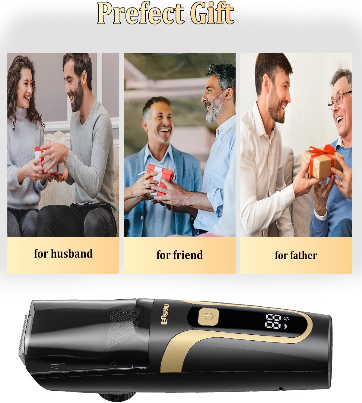 Beard Trimmer for Men - Rechargeable Electric Vacuum Trimmer with 2 Combs & 1-20mm Adjustable Length | Waterproof Cordless Mustache Trimmer