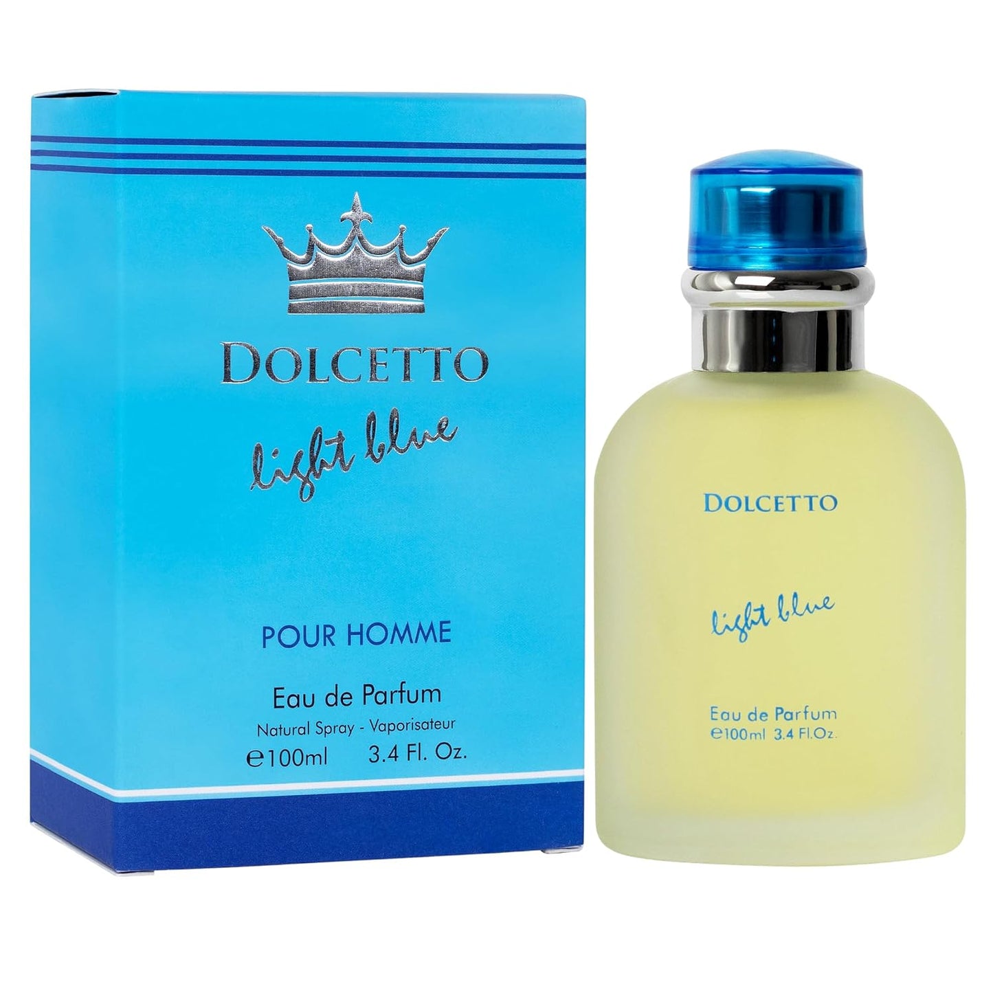 NovoGlow Dolcetto Light Blue Eau De Parfum for Men - Refreshing Woody Floral & Aquatic Scent | 3.4 Fl. Oz. (100ml)