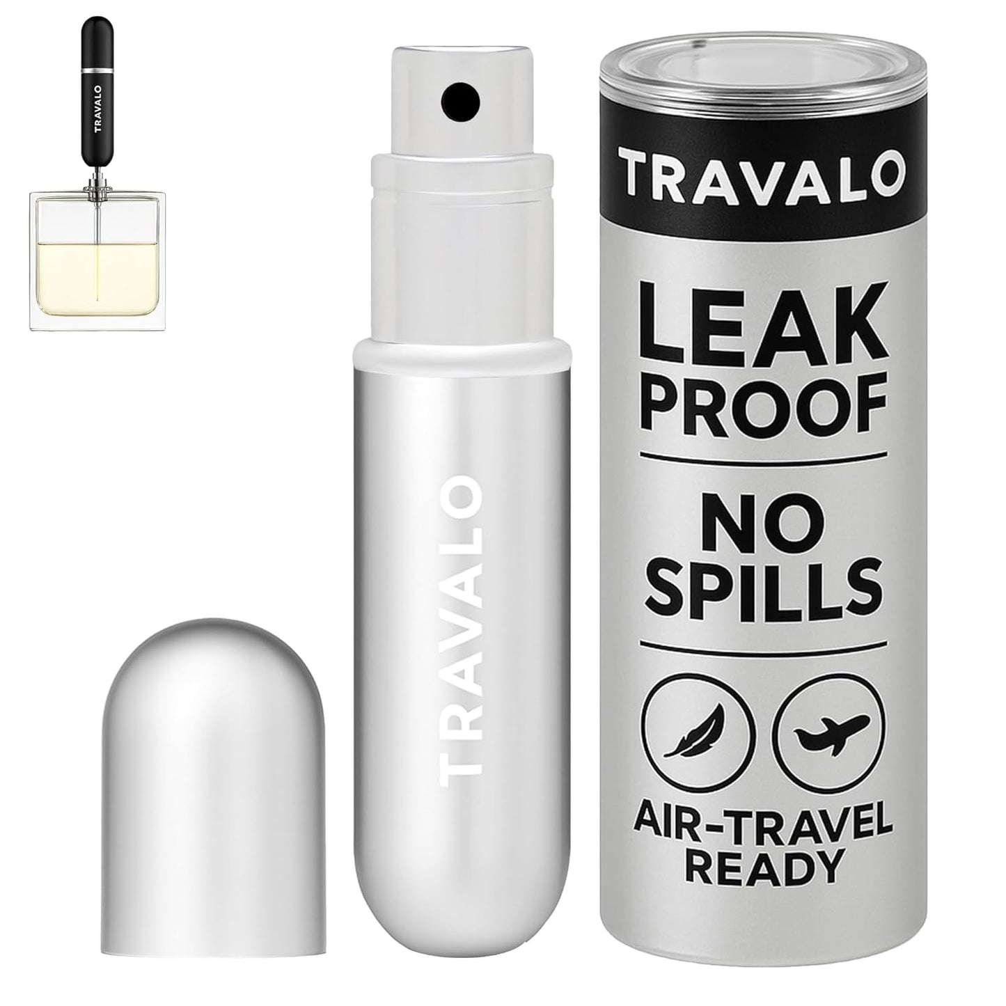 Classic HD Perfume Atomizer | Leak-Proof & TSA Approved - Reusable Mini Pump Sprayer - Elegant Black 0.17oz