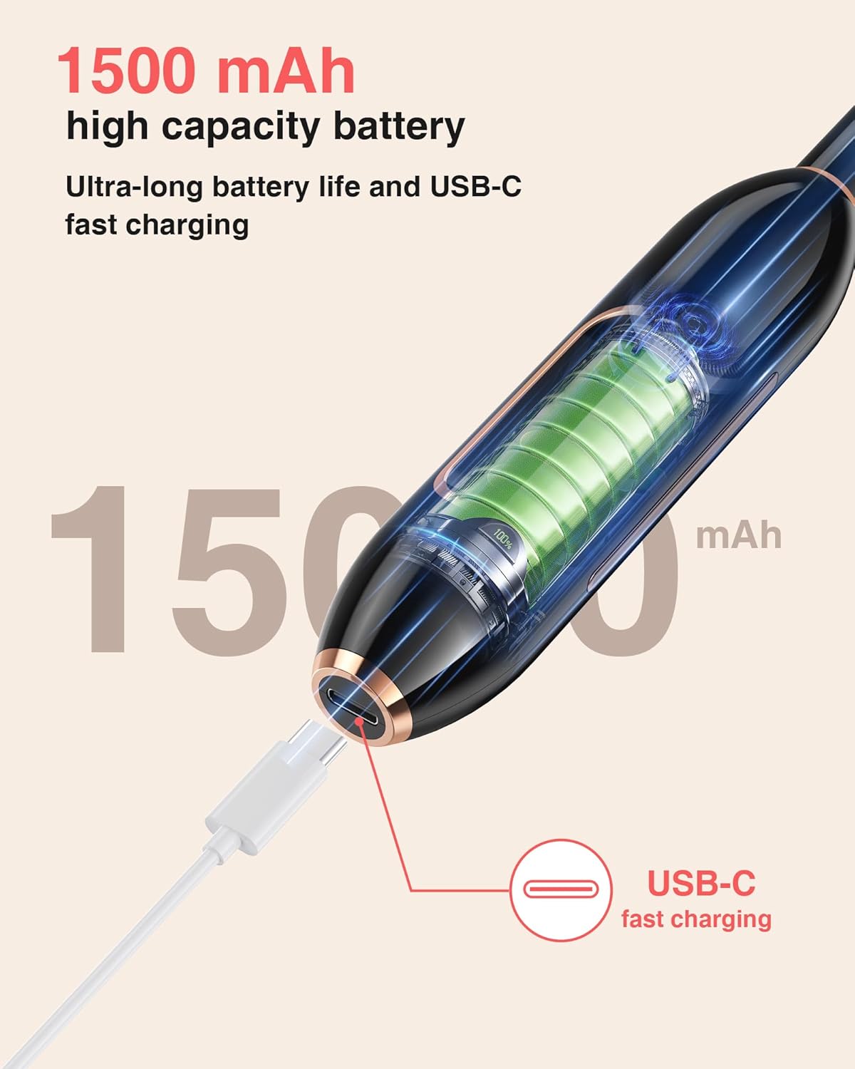Electric Nail Drill - 2-in-1 Nail File & Makeup Brush Cleaner | Portable, Rechargeable, Ultra Low Noise, 1500 mAh Battery