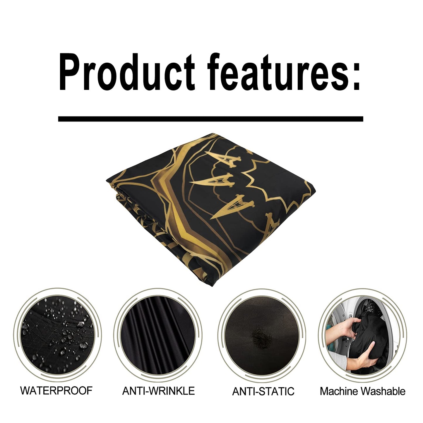 Pelocapa Barber Cape for Men - Professional Salon Cutting Gown With Snap Closures, Large Waterproof Hairdressing Cape - 63" 56" (Black Gold)