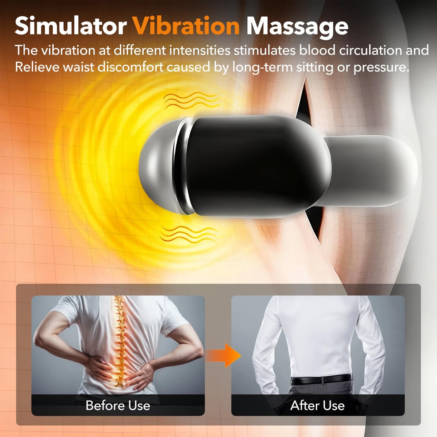 KITCADA Smooth Spine Triple Fusion Back Massager with Heat - Sciatica Pain Relief & Spine Decompression Device, Deep Tissue Massager for Lower Back Pain, Office Chair and Home Use