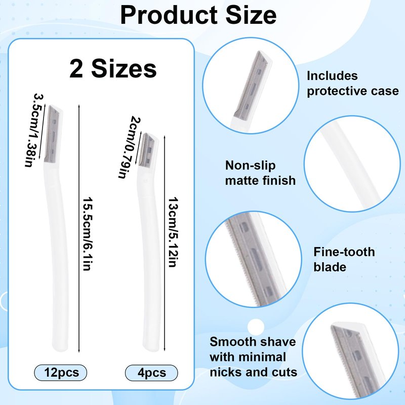 16pcs Dermaplane Razor for Women Face, Gentle Facial Hair Remover Eyebrow Eye Brow Shaver with Precision Microblades Scalpel Blade for Dermaplaning Peach Fuzz & Skin Exfoliation Tool (Transparent)