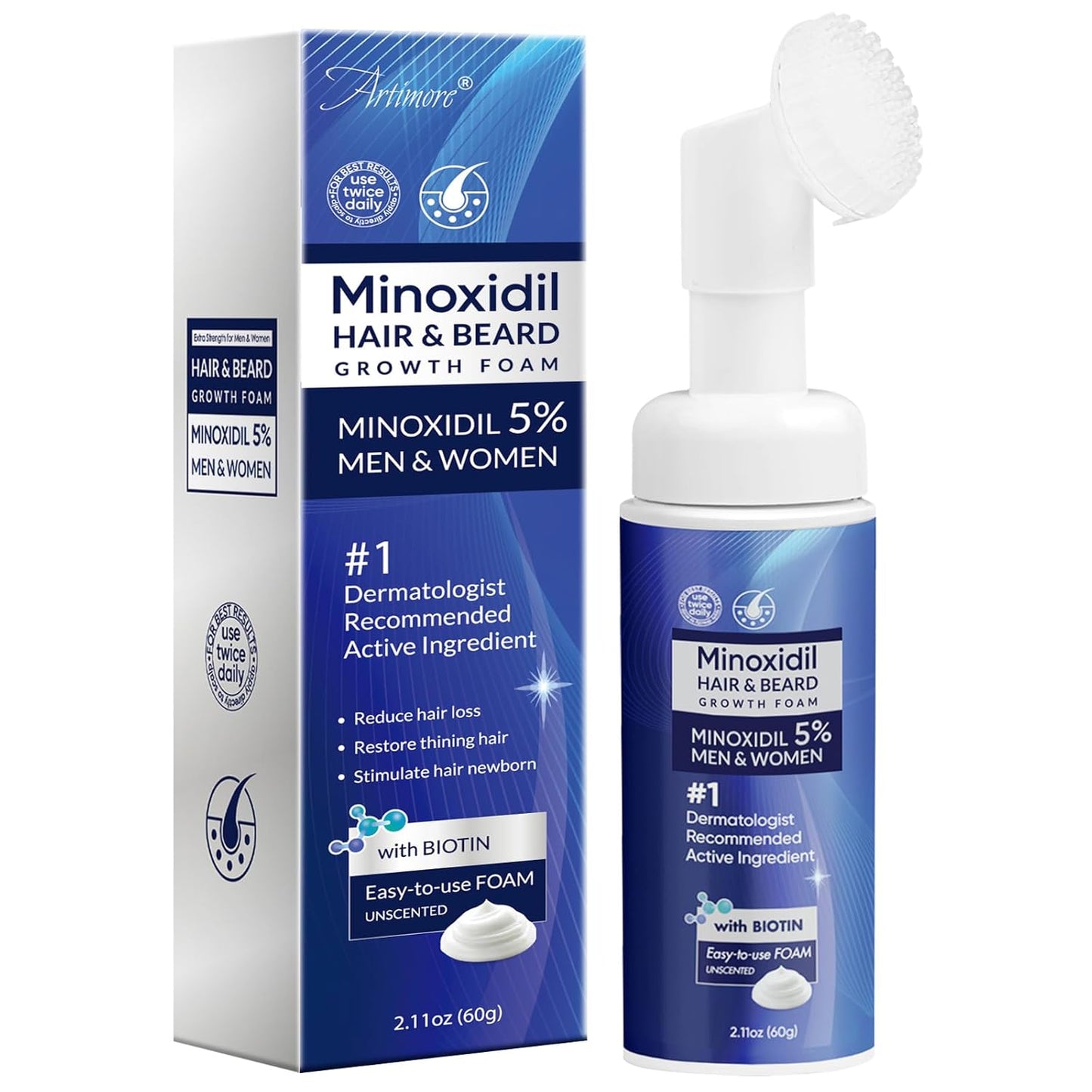 Minoxidil Foam for Men & Women | Hair Growth Treatment with Biotin & Castor Oil | 180ML - 3 Packs