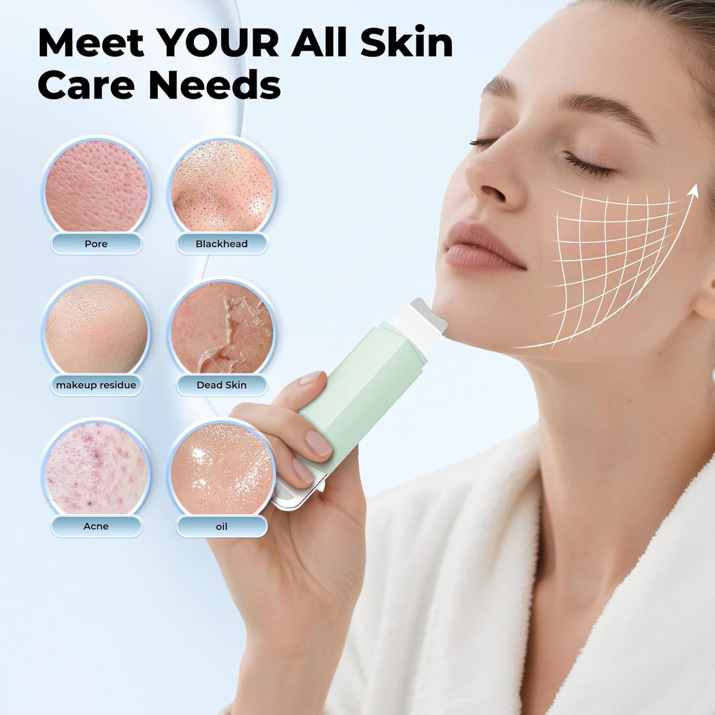 Blackhead Remover Tool - Double-Headed Face Scrubber for Deep Cleansing | Green Skin Care Spatula for Men & Women