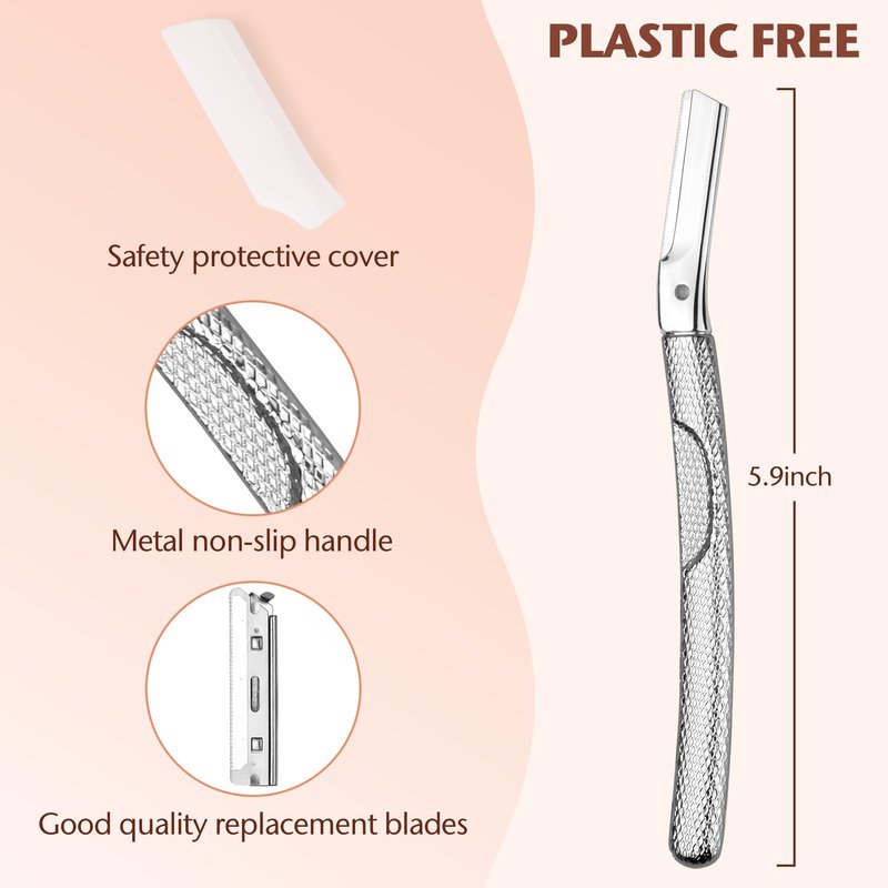 Dermaplaning Tool for Face, Eyebrow Razor, Eyebrow Shaping, Eyebrow Hair Trimmer and Shaver with Protective Cover, Facial Hair Remover for Women, Hair Removal and Exfoliation (Silver)