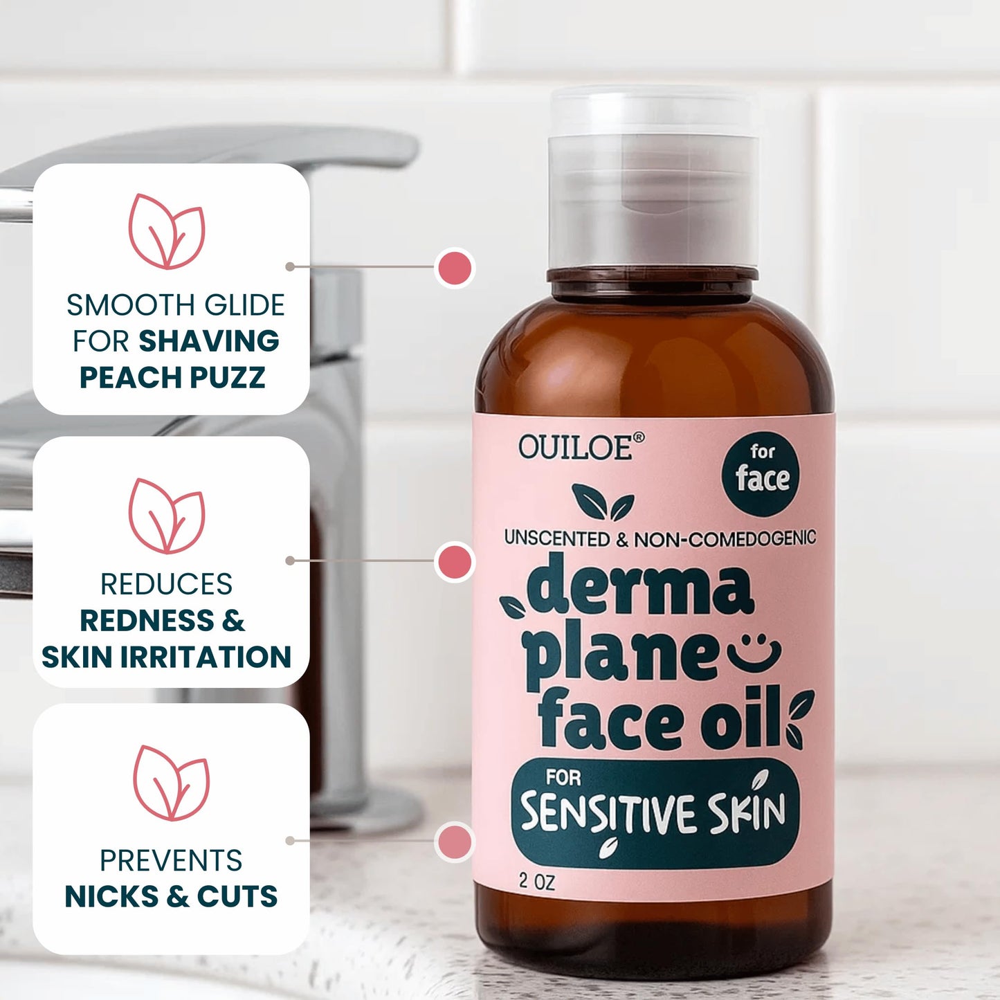 Dermaplaning Kit, Oil with Tool - Natural & Lightweight Shave Oil for Women, Face Shaving Oil for Women, Use with a Dermaplaning Tool, Razor, Shaver or Microblade for Close Shave 2 oz by Ouiloe