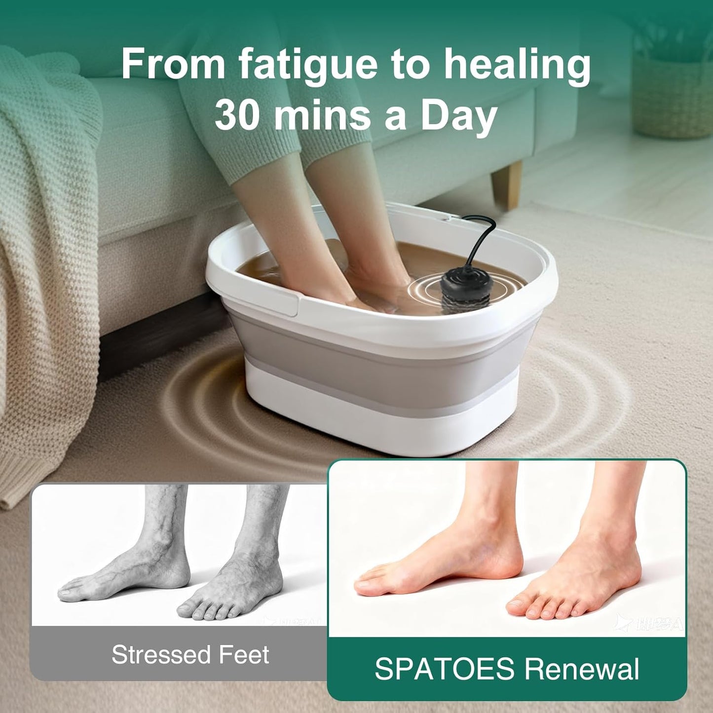 Ionic Foot Bath Detox Machine - Home Foot Soaking Tub with 2 Arrays & 80 Liners | Portable Spa Bucket