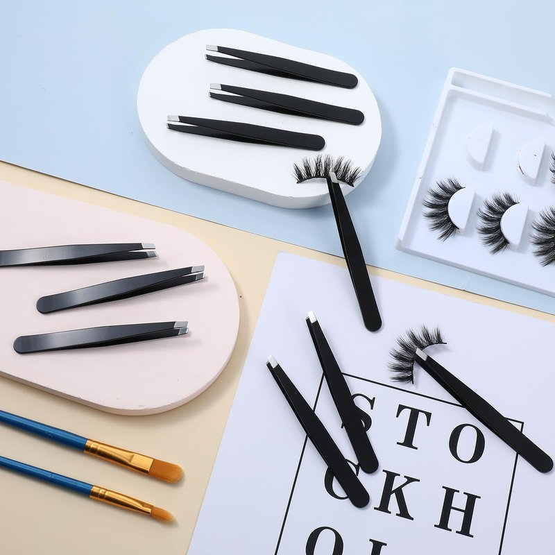 64 Pieces Eyebrow Tweezers Bulk for Women Men, Precision Stainless Steel Slanted Tweezers Mini Tweezer for Brow, Facial Hair & Ingrown Hair Removal, Plucking Blackhead