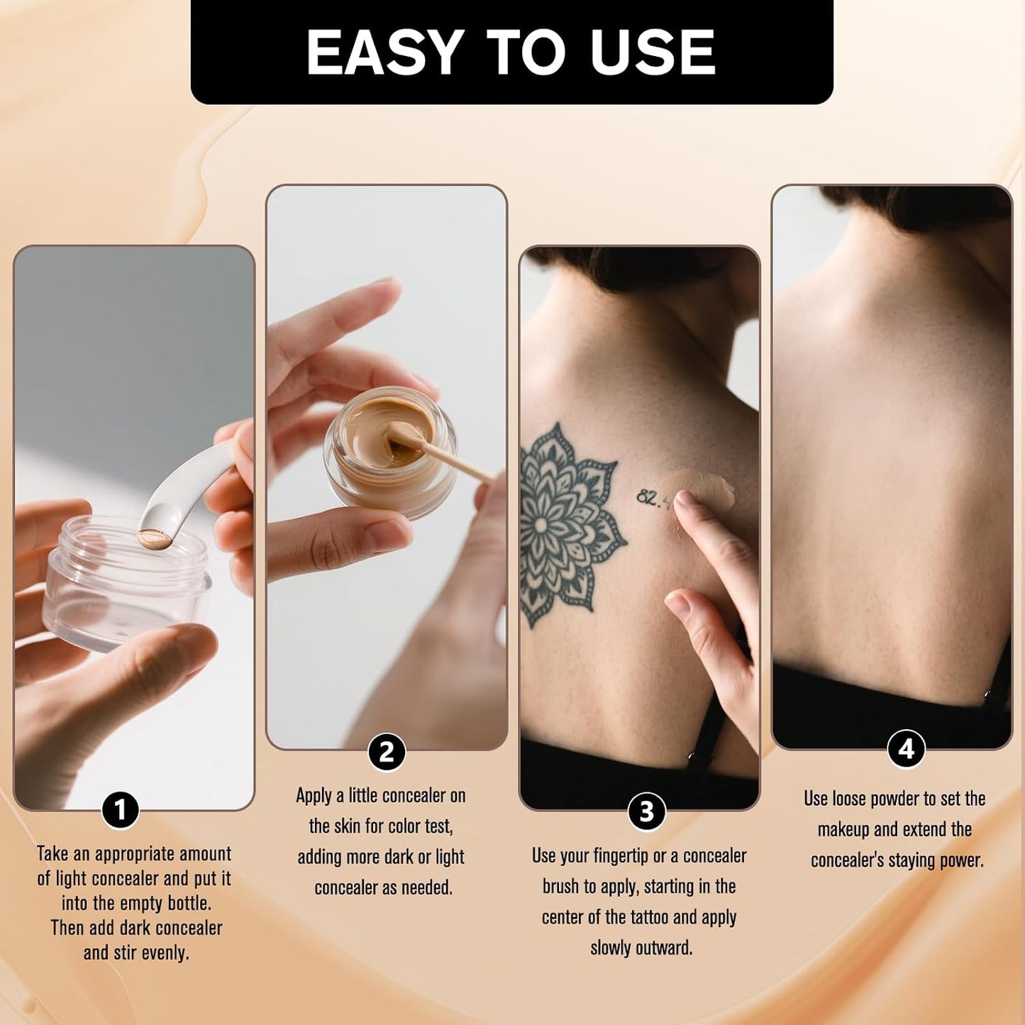 Tattoo Cover Up Cream - Waterproof Concealer for Tattoos, Scars & Spots | Long-Lasting & Sweatproof, 2 Colors Available