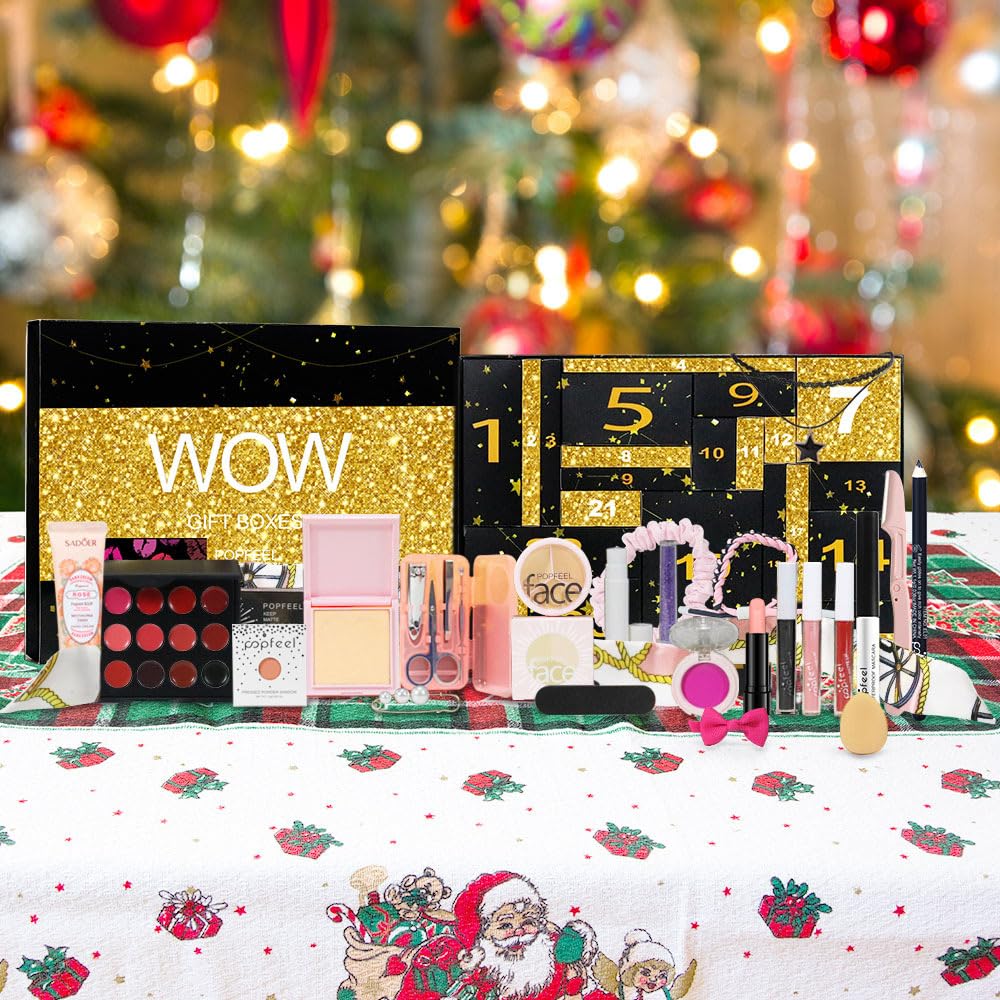 Golden Makeup Set - 24-Day Countdown Calendar for Birthdays & Valentine's Day | Perfect Gift Box for Teen Girls & Women
