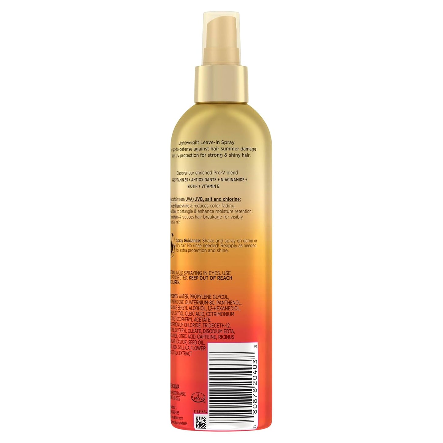 Pantene Sunkiss Glow Multitasking Spray - UV Hair Protection & Damage Repair | 5.7 oz Leave-In Treatment