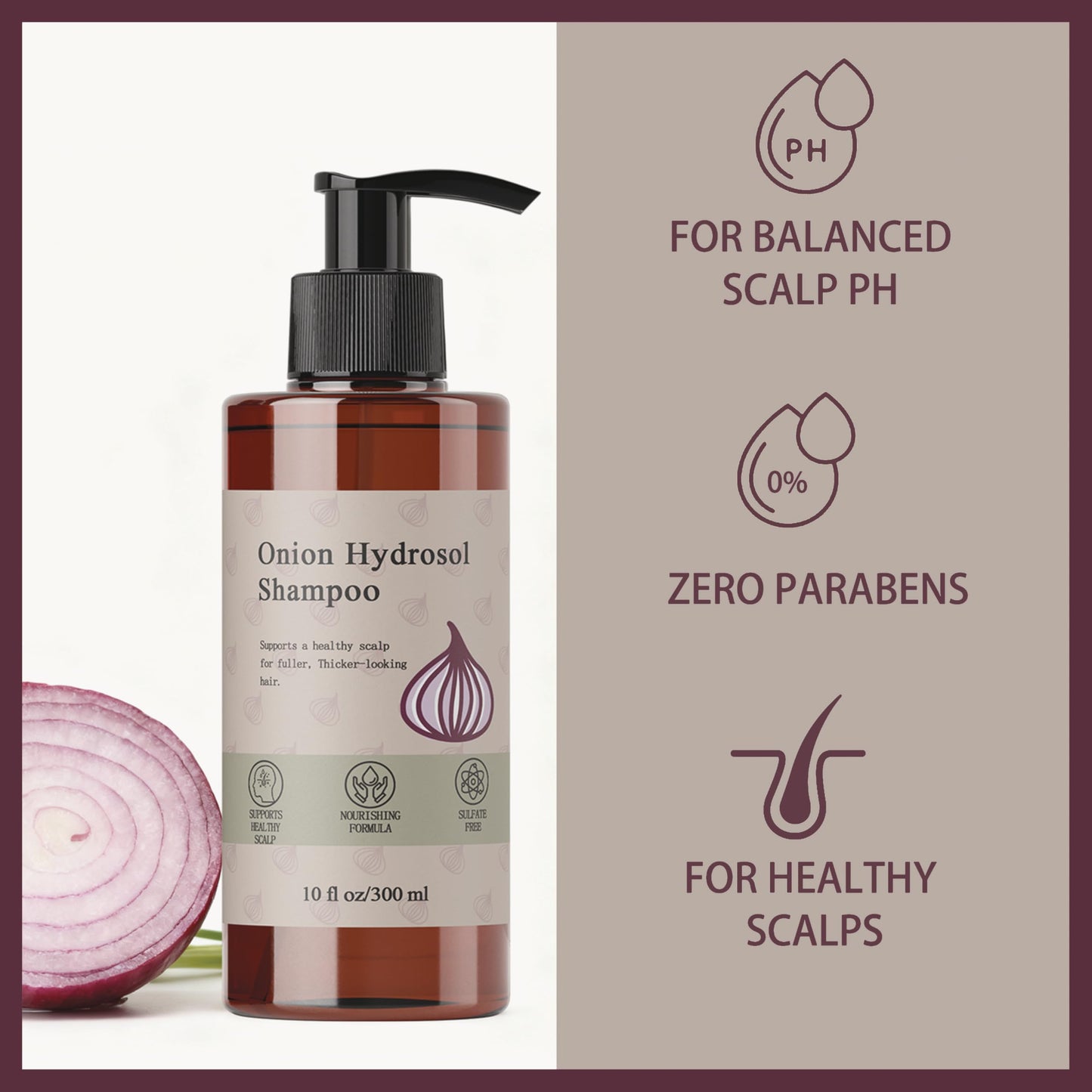 Onion Hydrosol Shampoo for Hair Growth, Onion Hydrosol with Rosemary, Biotin, for Stronger, Fuller and Thicker Hair, Growth Shampoo for Women and Men(1pc)