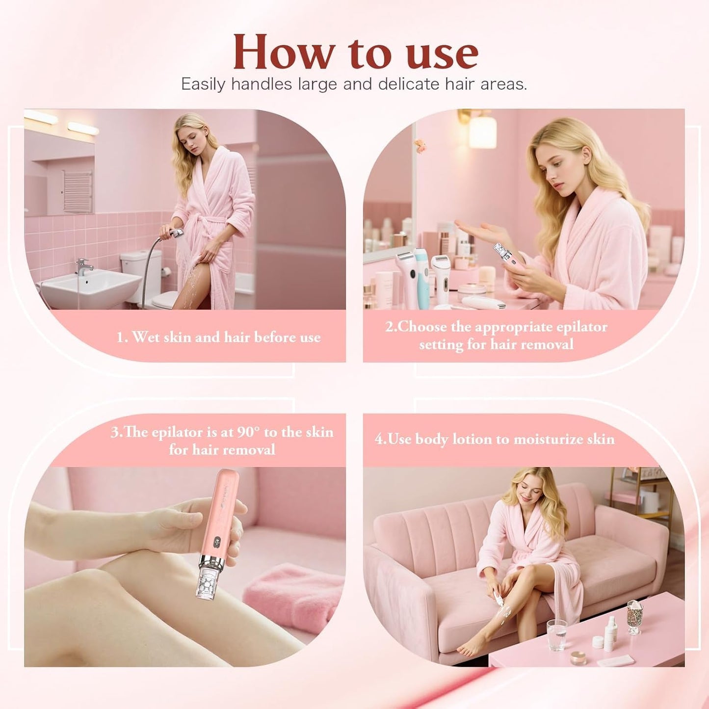 Epilator for Women, 2 in 1 Facial Hair Removal, Electric Lady Shaver with LED Light, Rechargeable Hair Removal Device for Legs, Face, Bikini & Arms, Smooth Epilator Trimmer Travel Kit Set