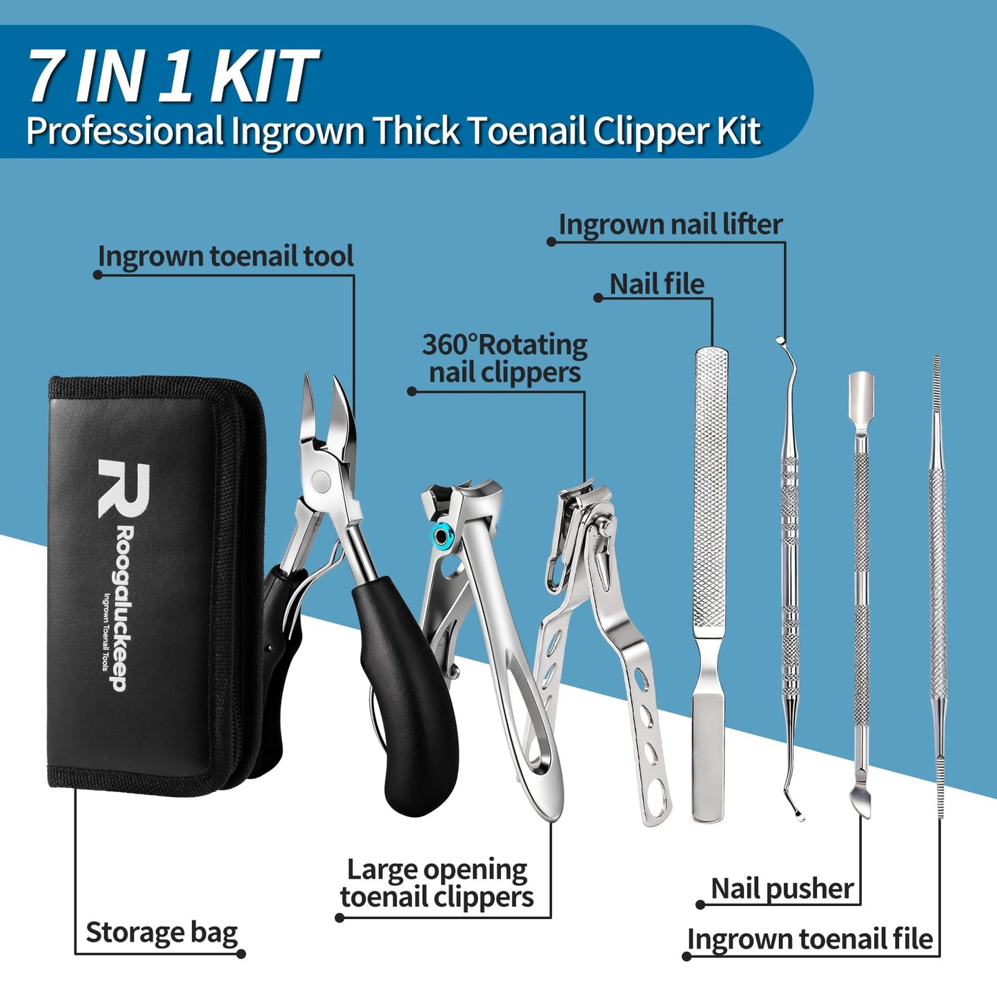 Stainless Steel Ingrown Toenail Kit – 7-Piece Removal & Treatment Set