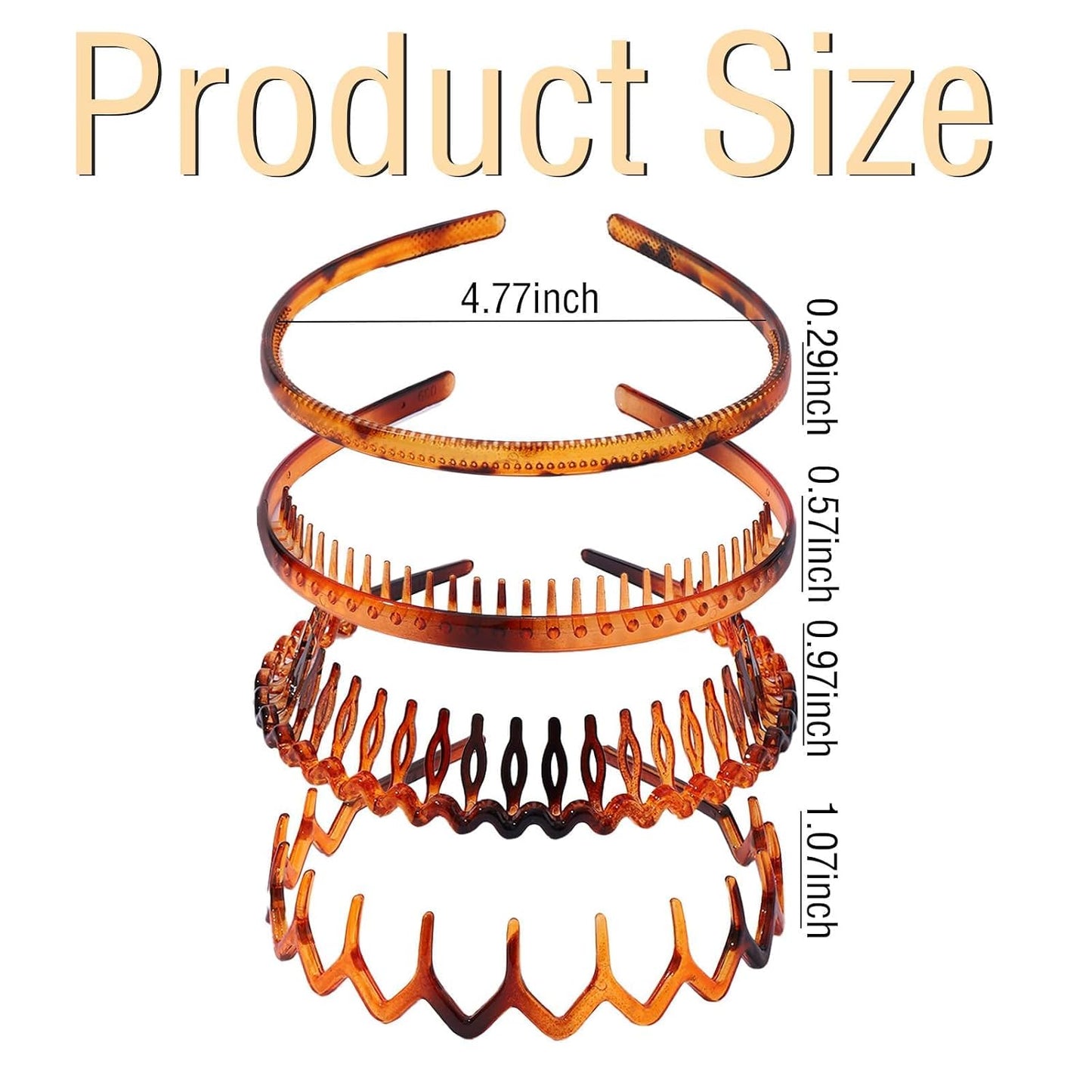 12 Pcs Non-Slip Plastic Headbands for Women & Men - Hair Accessories for Teens | Black & Khaki