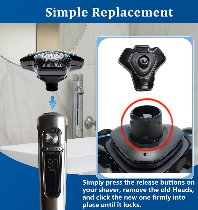 SH71 Complete Replacement Shaving Head compatible with Philips Shavers Series 7000 (S7XXX) and Series 5000 (S55XX)，SH71 Complete Shaver Head with 15 Precision Blades