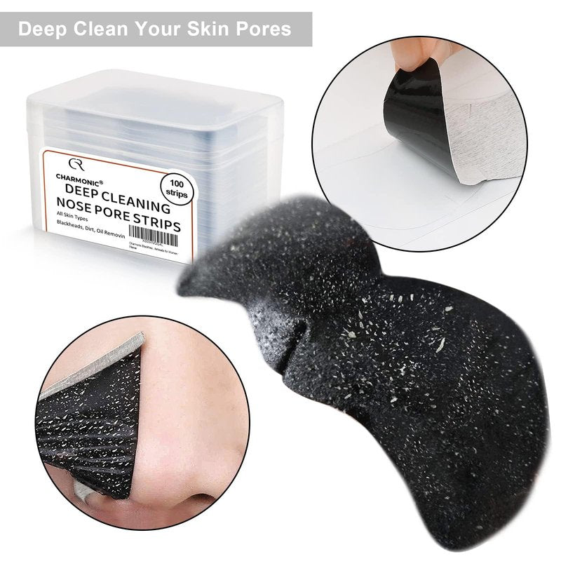Charmonic Blackhead Pore Strips, 33 pcs Charcoal Peel Off Strips, Blackhead Remover Pore Strips for Men, Deep Cleansing Strips Remove for Nose Area and Face Oil and Blackheads