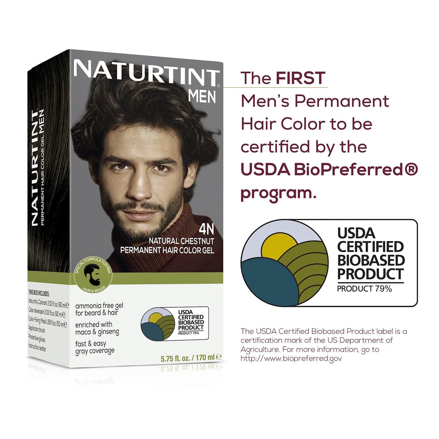 Naturtint Mens Permanent Hair Color for Hair Beard and Mustache (4N Men's Natural Chestnut)