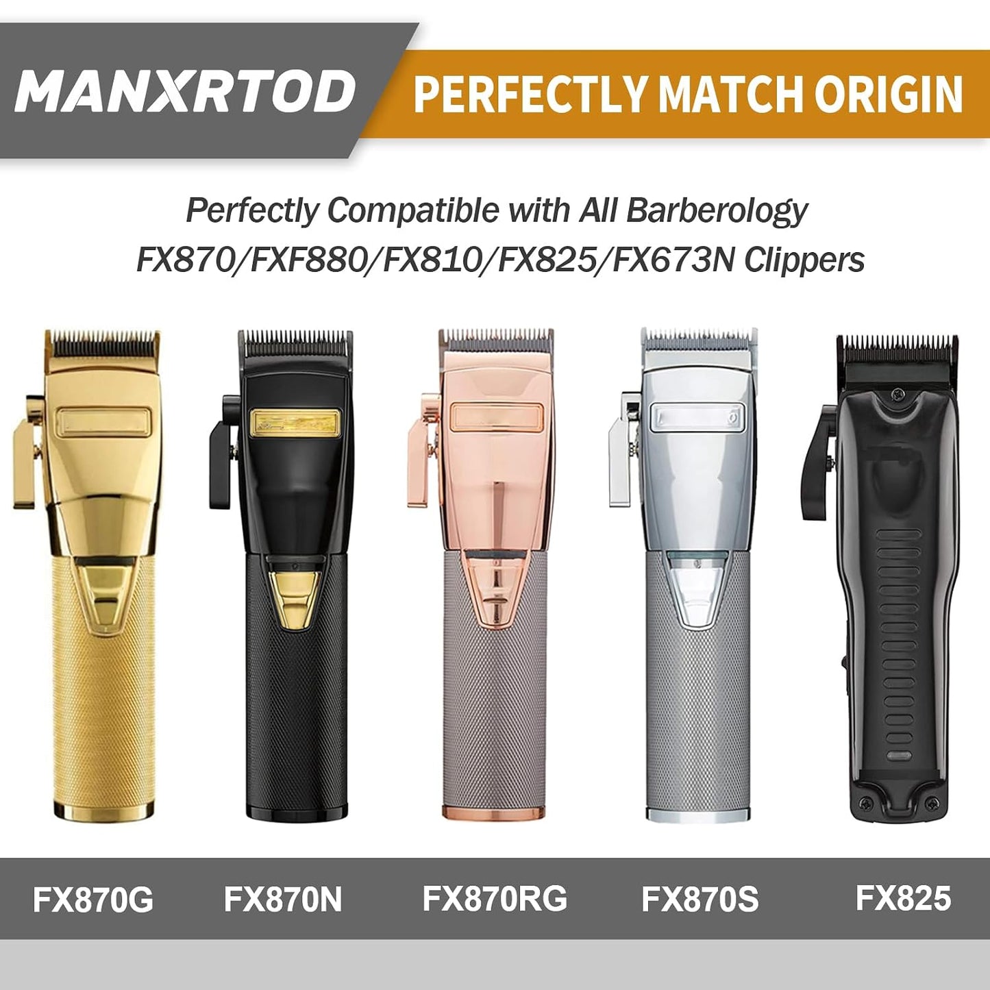 Replacement Blades for FX870/FXF880/FX810 Clippers - DLC Gold Taper Blades | Compatible with BaByliss FX802G
