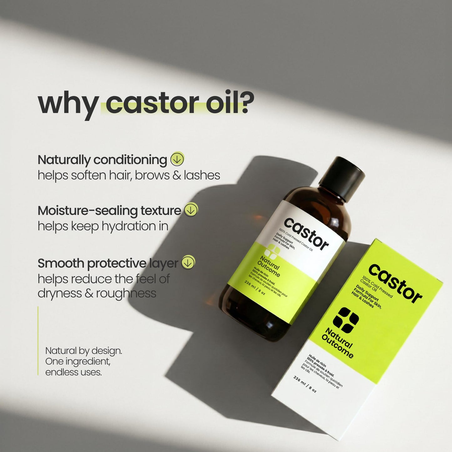 Castor Oil 100 % Pure – 8 oz Cold‑Pressed & Hexane‑Free | Hair, Scalp, Lashes & Skin Moisturiser | Vegan, Made in USA