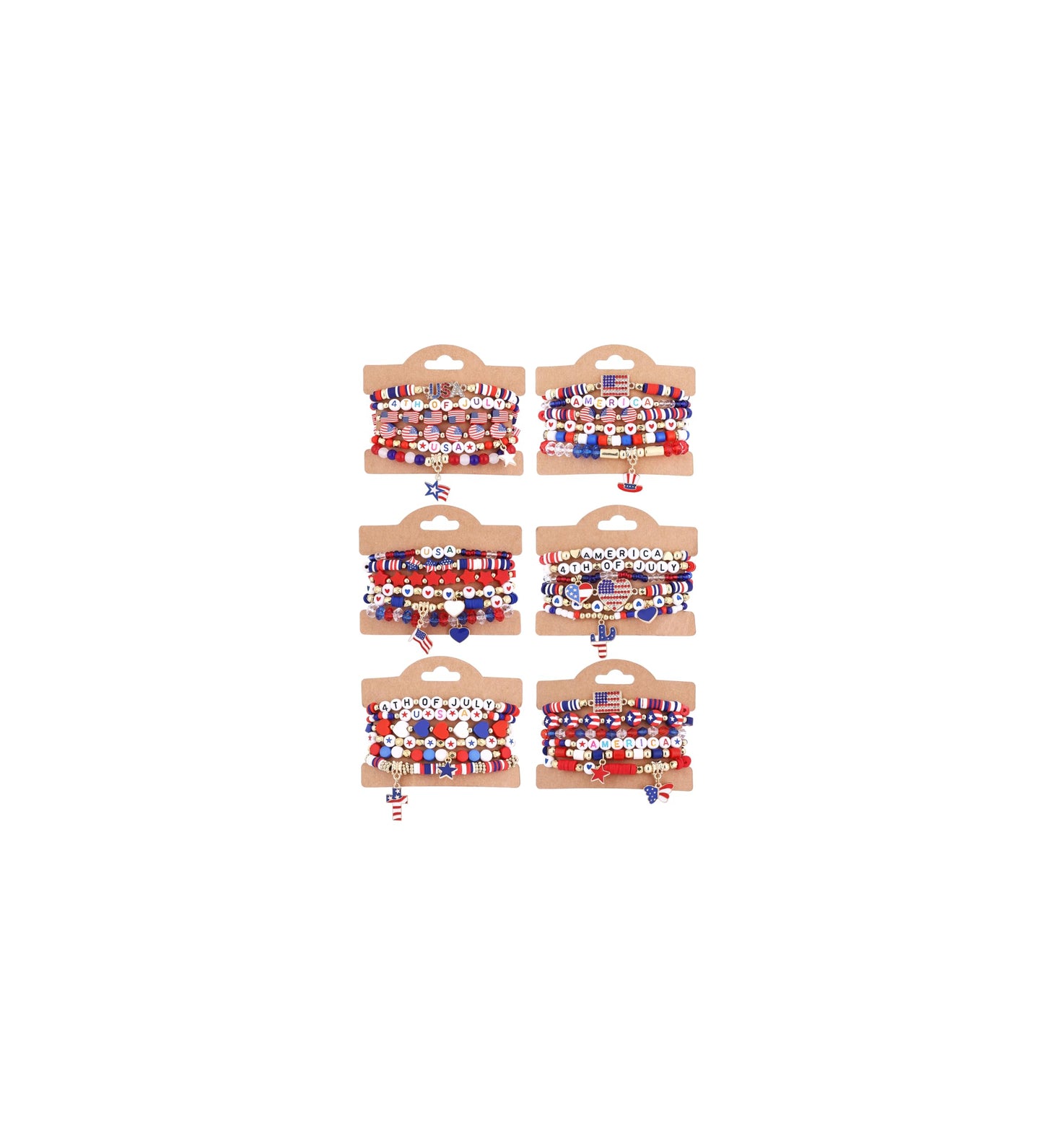 Cooluckday 36 Pcs 4th of July Bracelets USA Flag Bracelets for Women Independence Day Patriotic Surfer Heishi Bracelets for Women Stackable Vinyl Disc Beaded Stretch Bracelets Elastic Layering Independence Day Party Favors