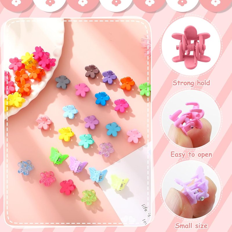 Baby Hair Clips - 112 Pcs Mini Flower & Butterfly Claw Clips for Girls | Colorful Hair Accessories with Organizer Box