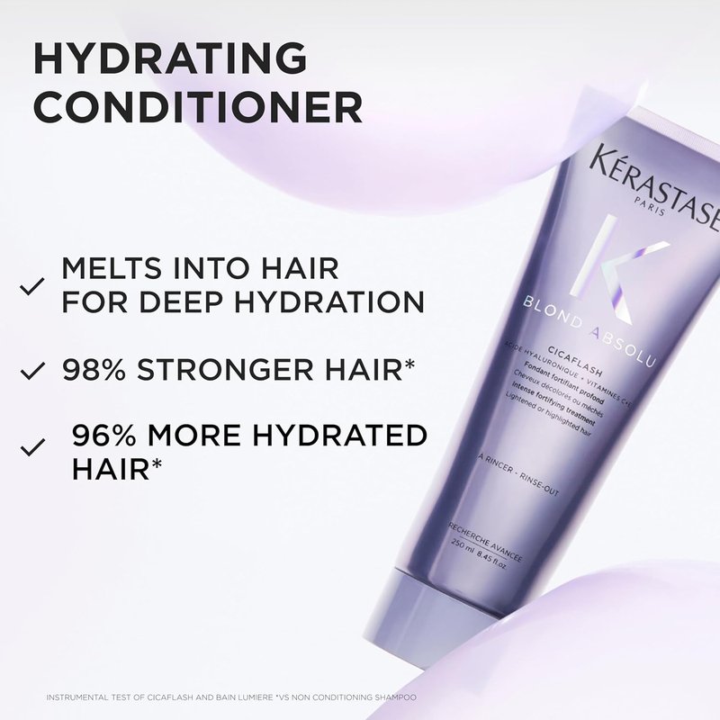 Kerastase Blond Absolu Cicaflash Conditioner - Nourishing Treatment for Bleached & Damaged Hair | Strengthens with Hyaluronic Acid