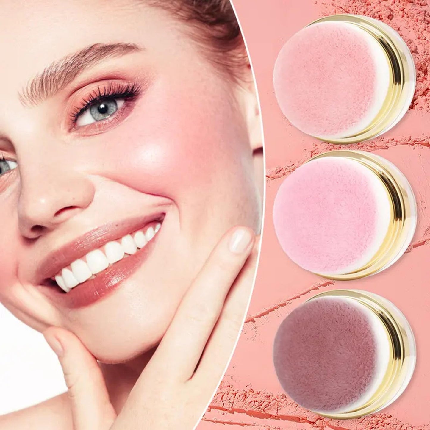 3-Piece Lazy Blush Set, Effortless Radiance in Seconds Quick, Natural-Looking Blush Built-in Mirror, Face Blushes Makeup for Cheeks, Suitable for All Skin Tones