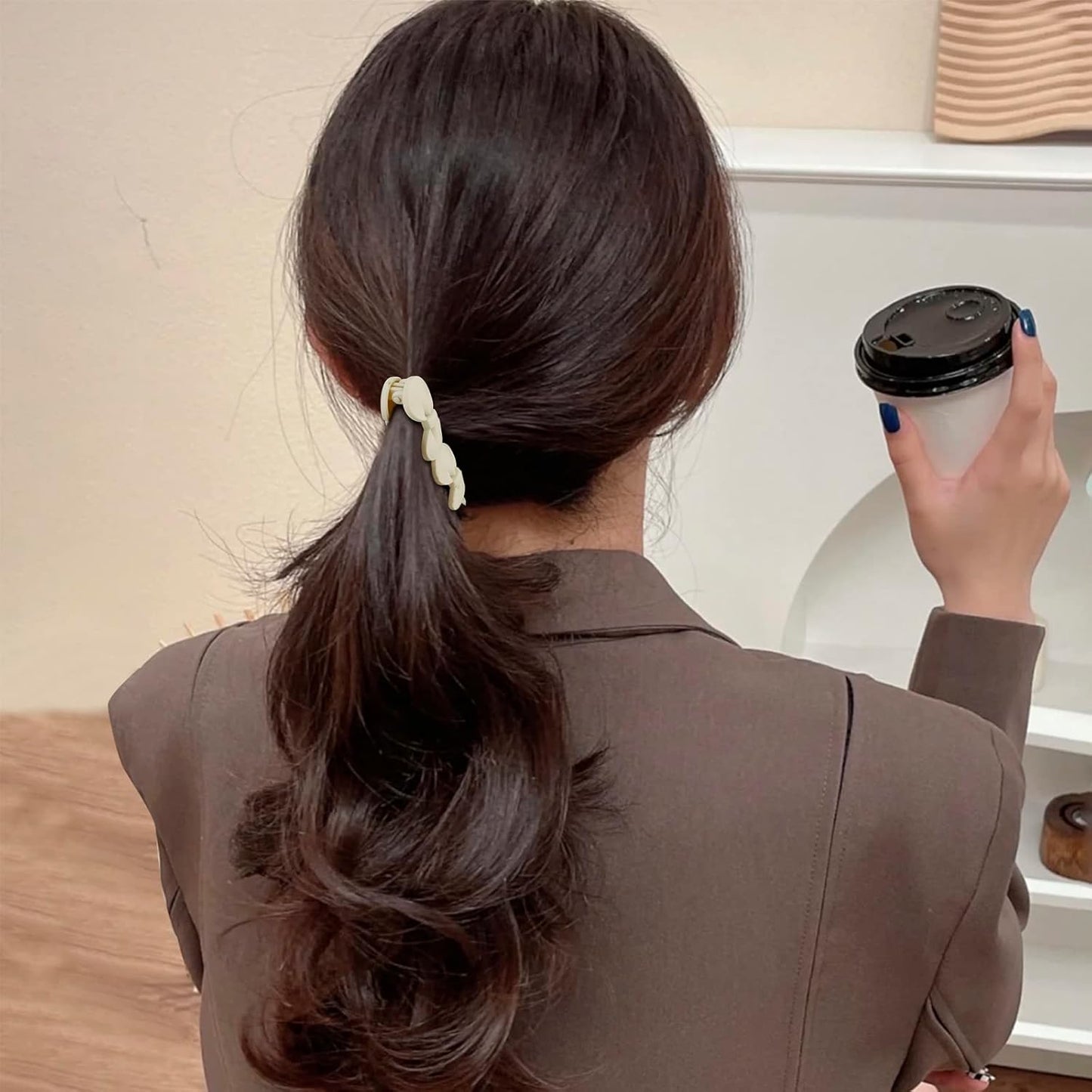 Hair Clips - 6PCS Bow Oval Banana Clips for Medium Thin Hair | 4.1 Inch Matte Strong Hold Half Ponytail Accessories