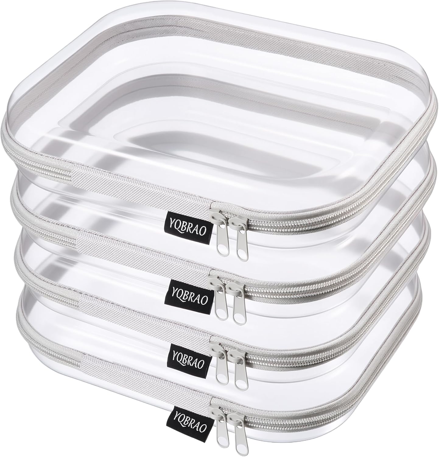 Clear Diaper Bag Organizer Pouches - 4-Pack Ultra-Thick PET Travel Bags | Rigid Self-Standing Design, TSA Approved