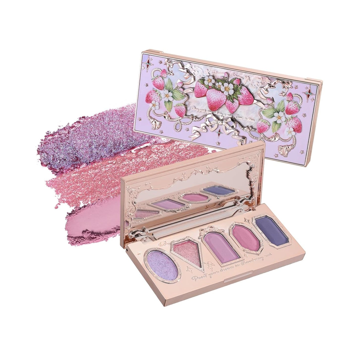 Violet Strawberry Rococo Eyeshadow Palette - Purple Pink Makeup with 3 Matte & 2 Shimmer Shades | 0.21 Oz