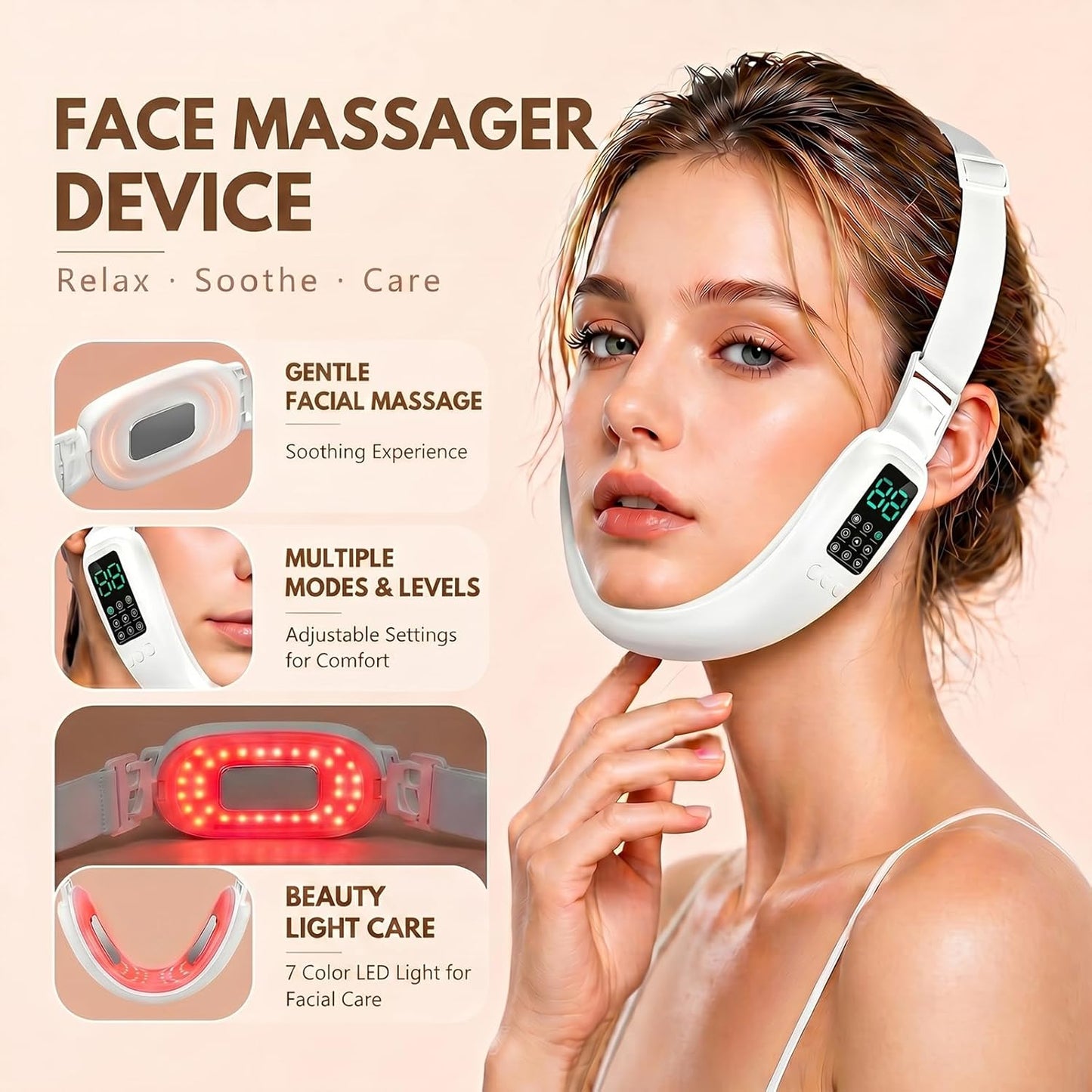 Electric Double Chin Device - V-Face Sculpting Machine with 8 Modes & 15 Intensities | Smart V-Line Shaping Tool