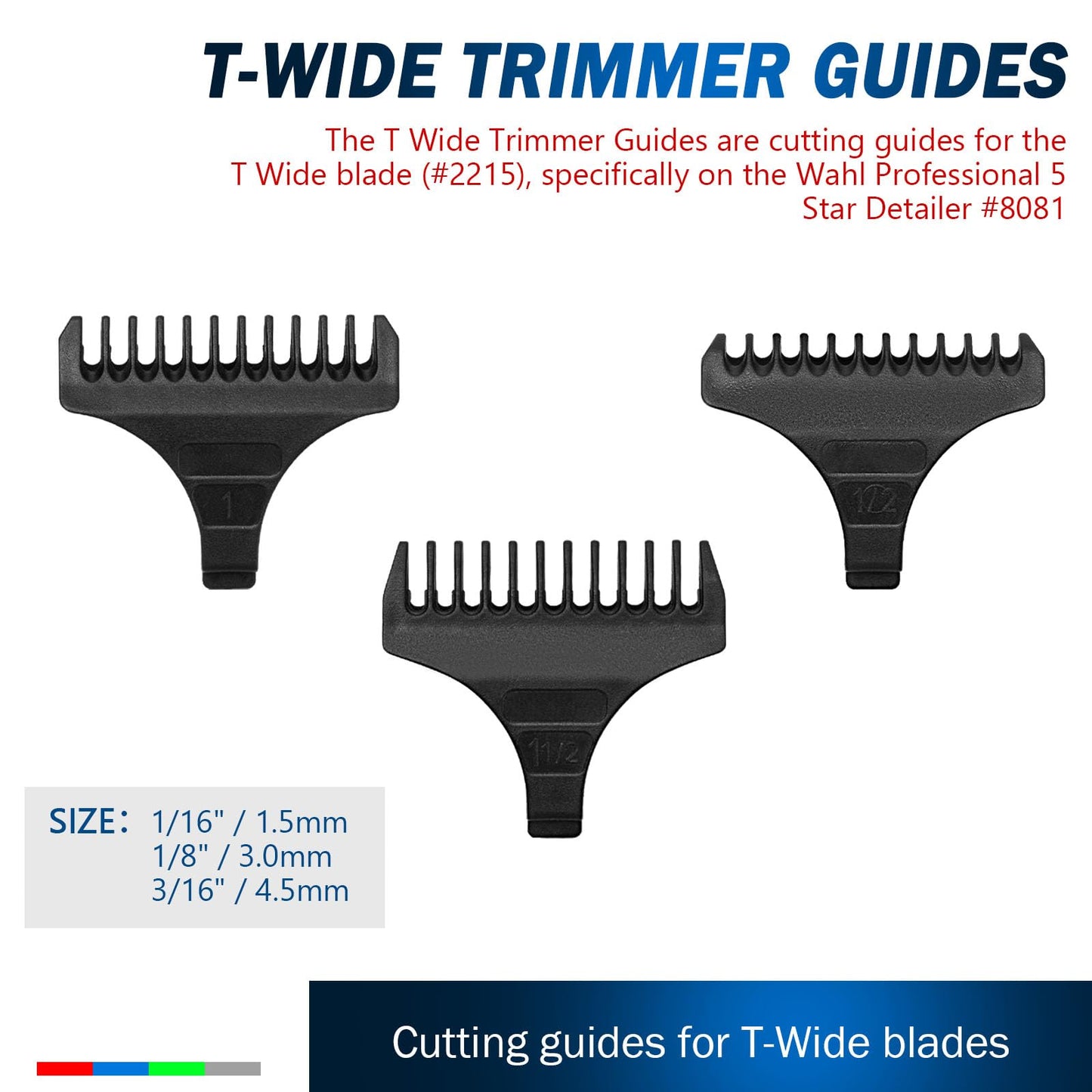 Professional Set of 3 T Wide Trimmer Guides Replacement For Wahl T Blade Guides #3792 – Fits the 5 Star Detailer #2215 T Wide Blade (2pack)