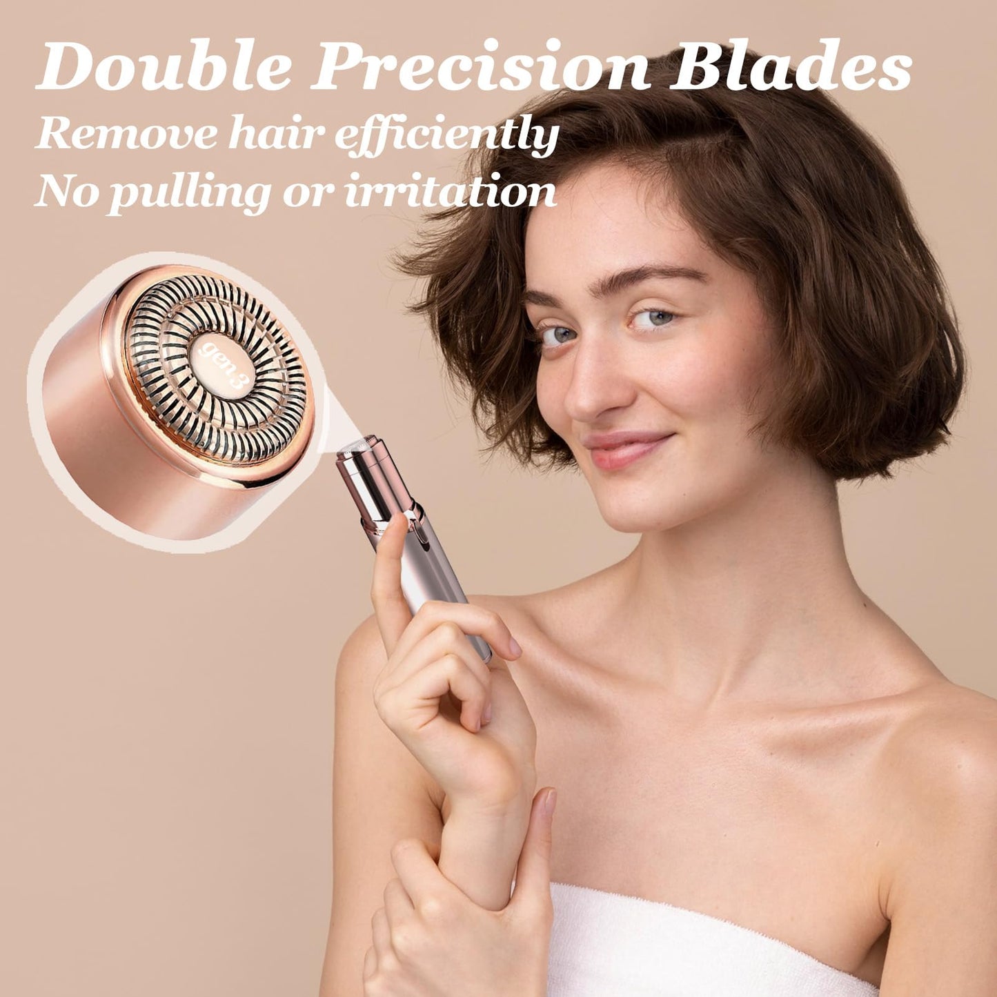 FRASAM 6Pack Facial Rose Gold Gen 3 Replacement Heads for Flawless Hair Remover Generation 3, 18K Gold Double Blades